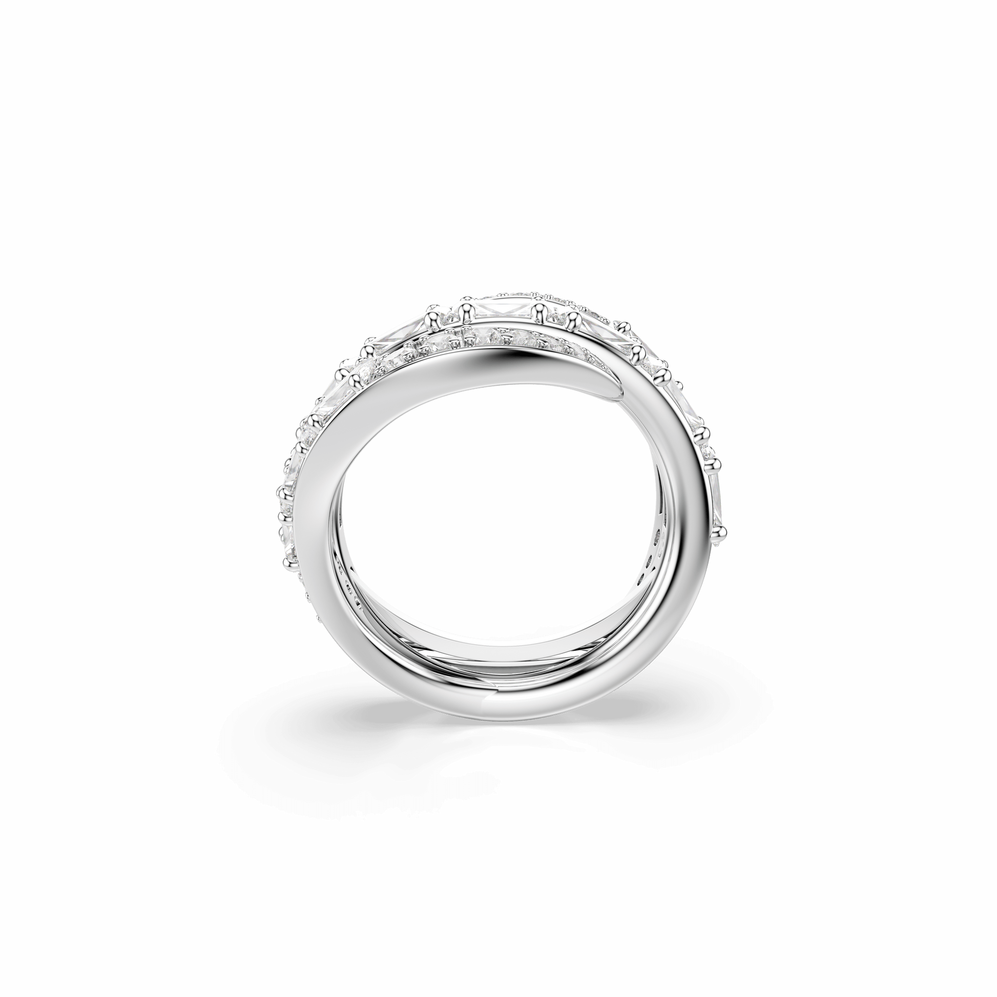 Vienna ring, Mixed cuts, Swan, White, Rhodium plated