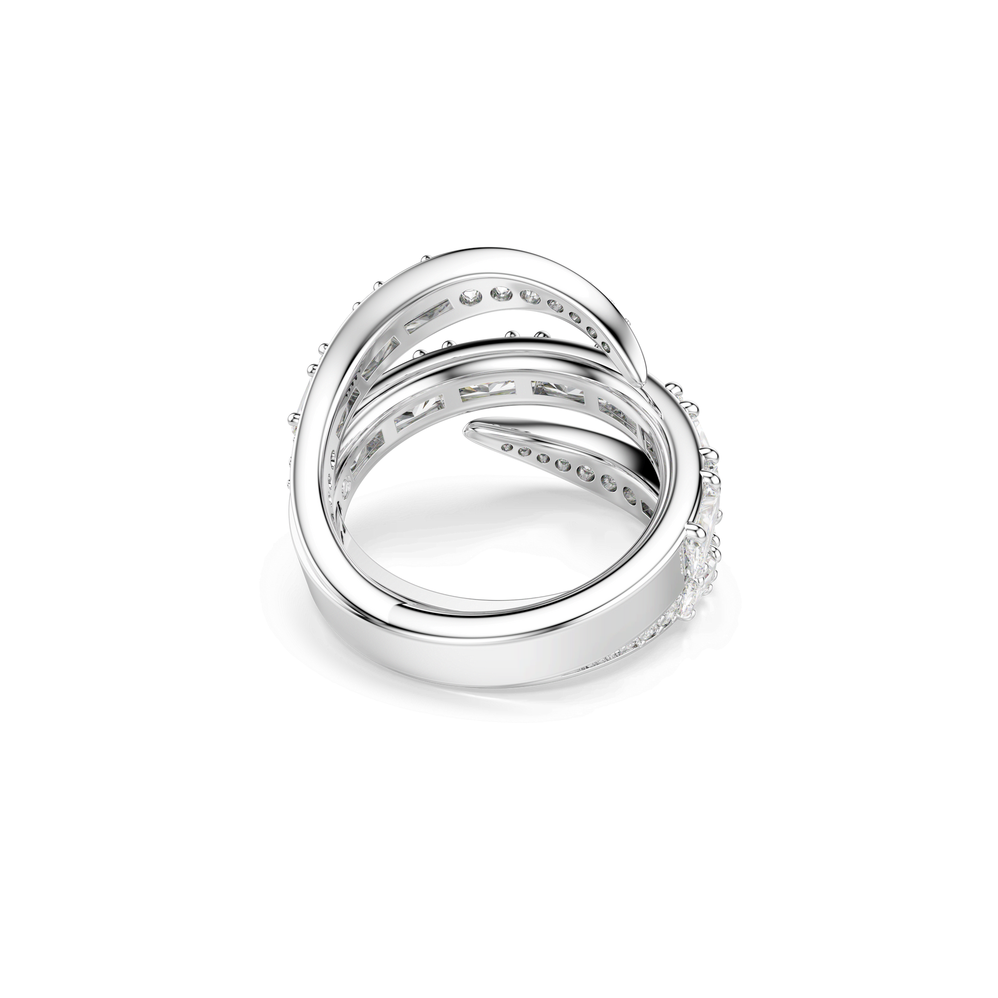 Vienna ring, Mixed cuts, Swan, White, Rhodium plated