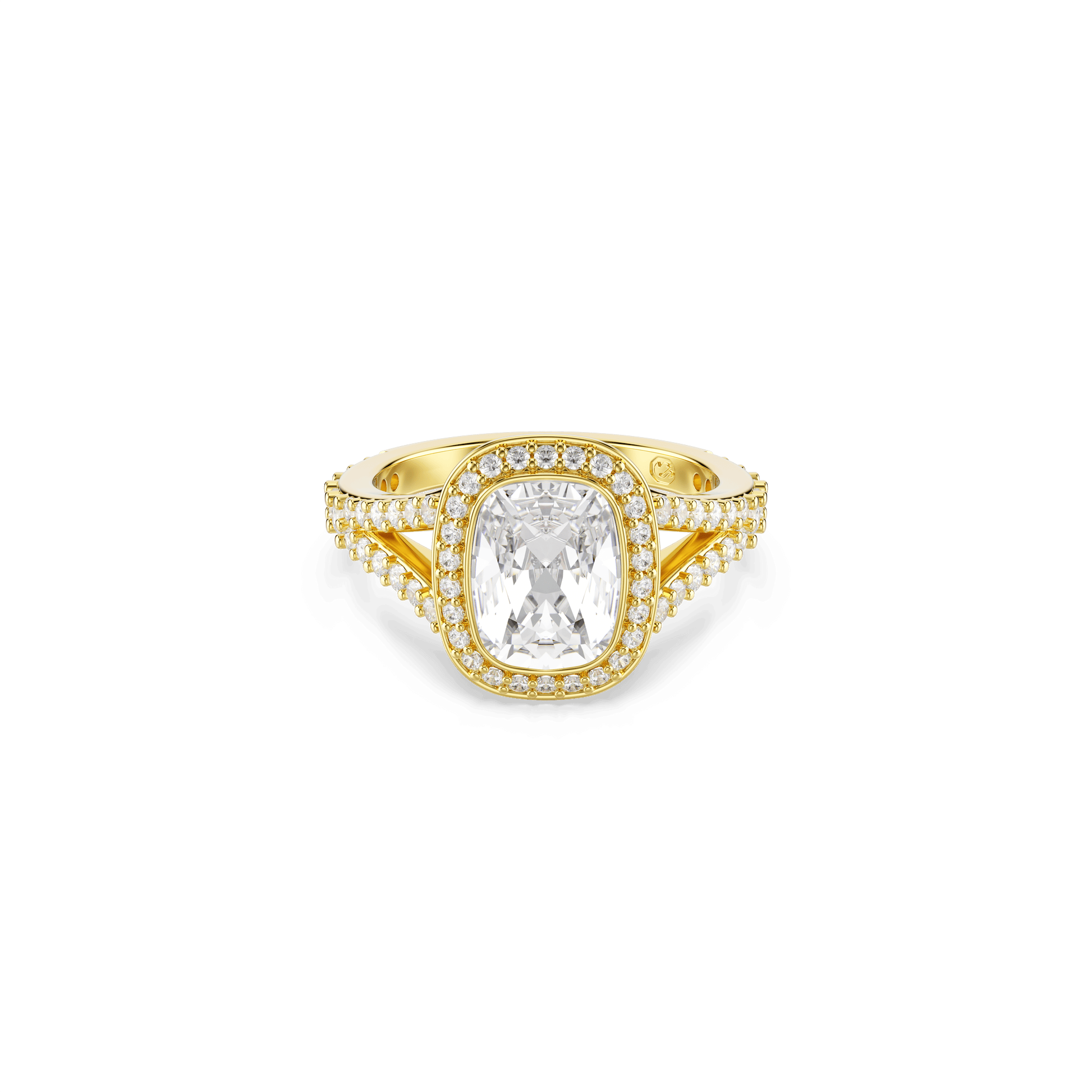 Una Angelic ring, Cushion cut, White, 18K gold finish