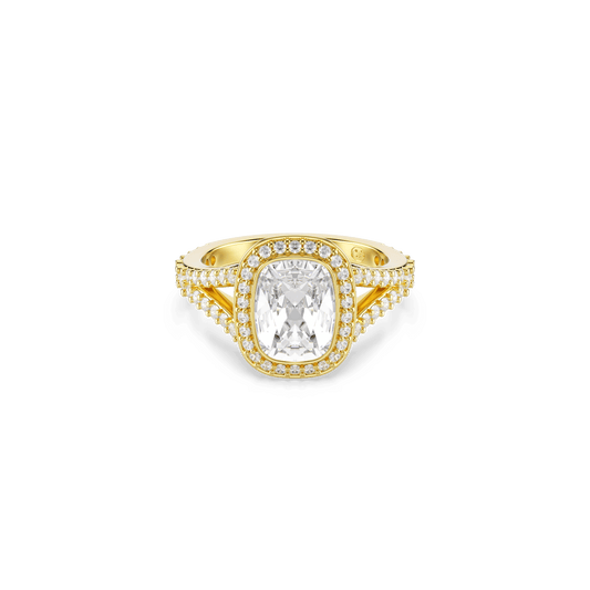 Una Angelic ring, Cushion cut, White, 18K gold finish