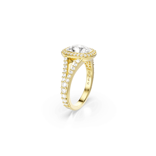 Una Angelic ring, Cushion cut, White, 18K gold finish