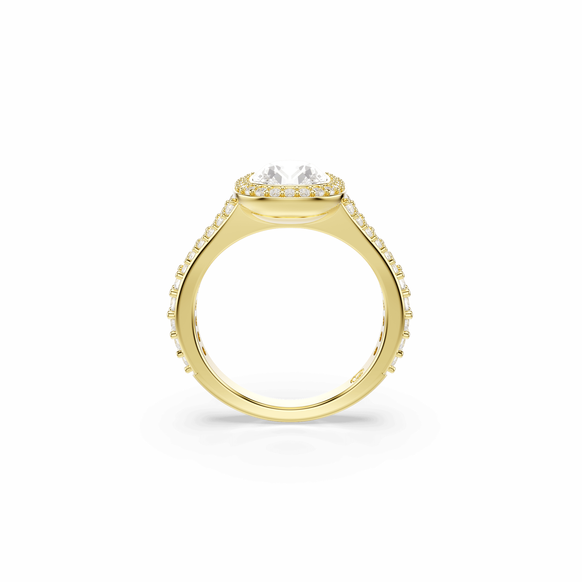 Una Angelic ring, Cushion cut, White, 18K gold finish