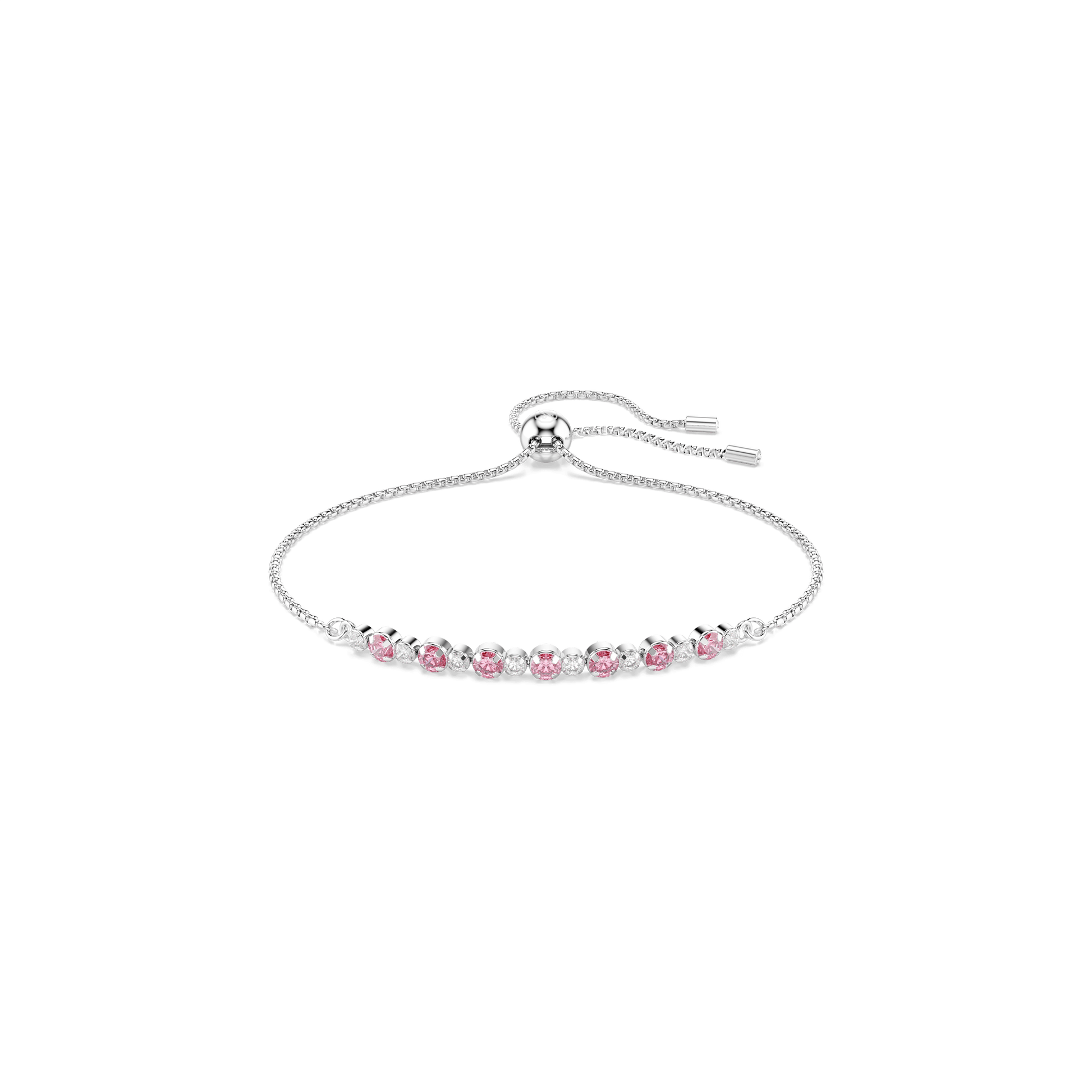 Matrix bracelet, Round cut, Pink, Rhodium plated