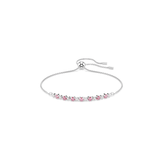 Matrix bracelet, Round cut, Pink, Rhodium plated