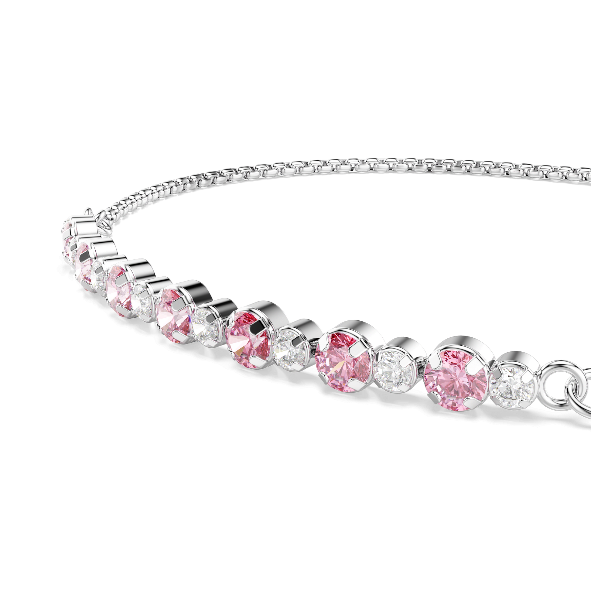 Matrix bracelet, Round cut, Pink, Rhodium plated