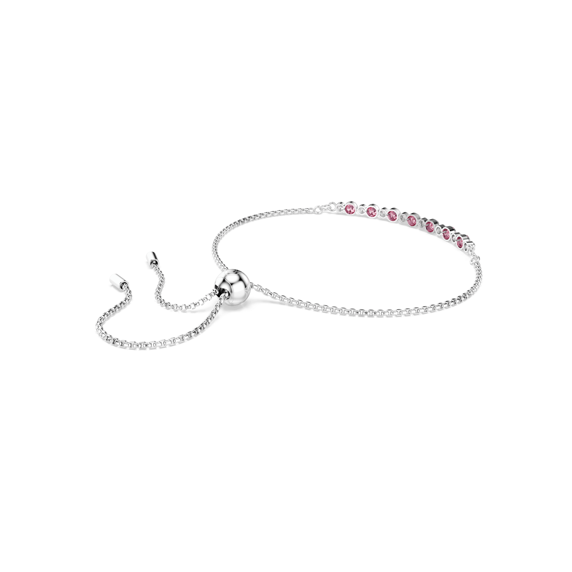 Matrix bracelet, Round cut, Pink, Rhodium plated