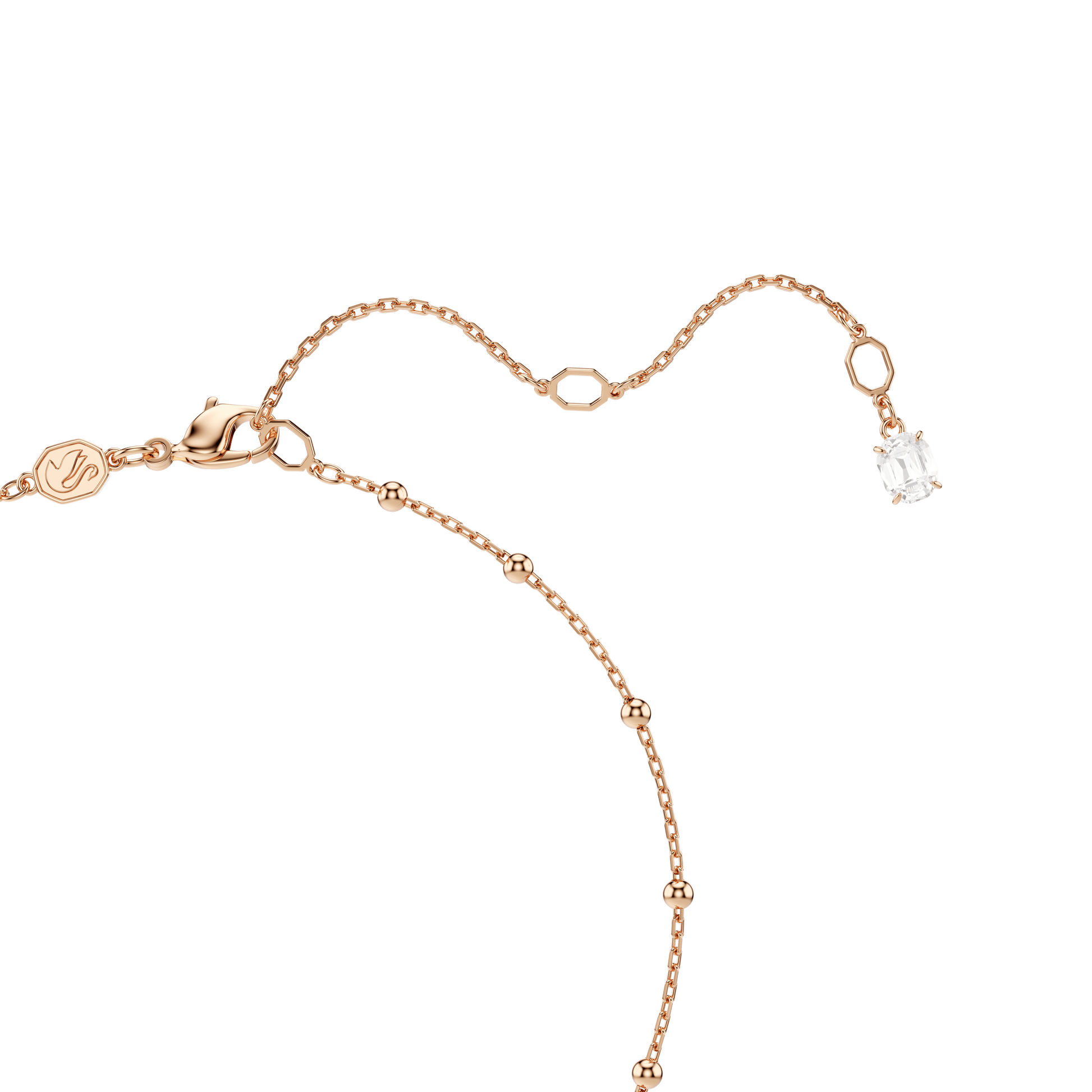 Imber Y necklace, Round cut, White, 18K rose gold finish