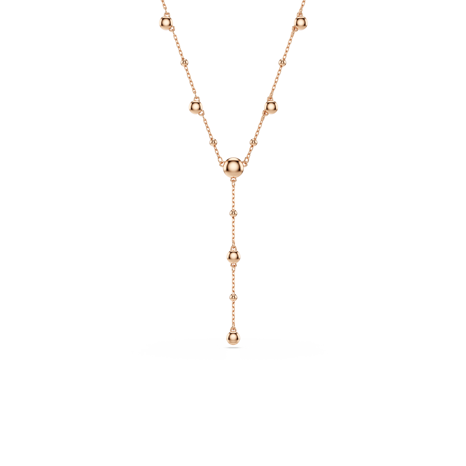 Imber Y necklace, Round cut, White, 18K rose gold finish