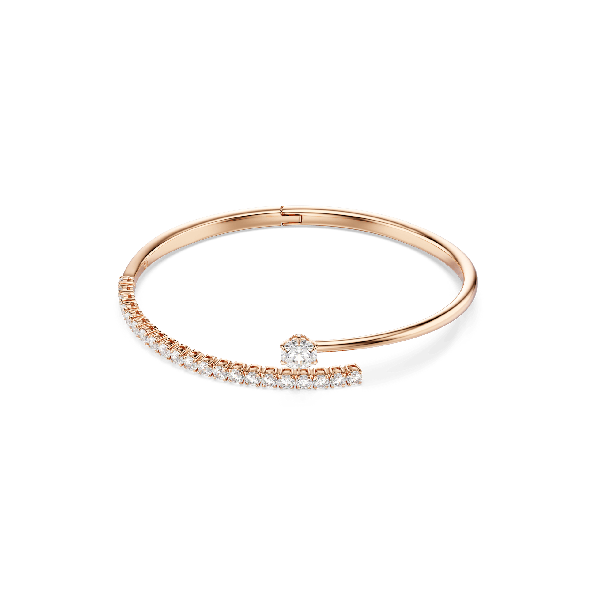 Matrix bangle, Round cut, White, 18K rose gold finish