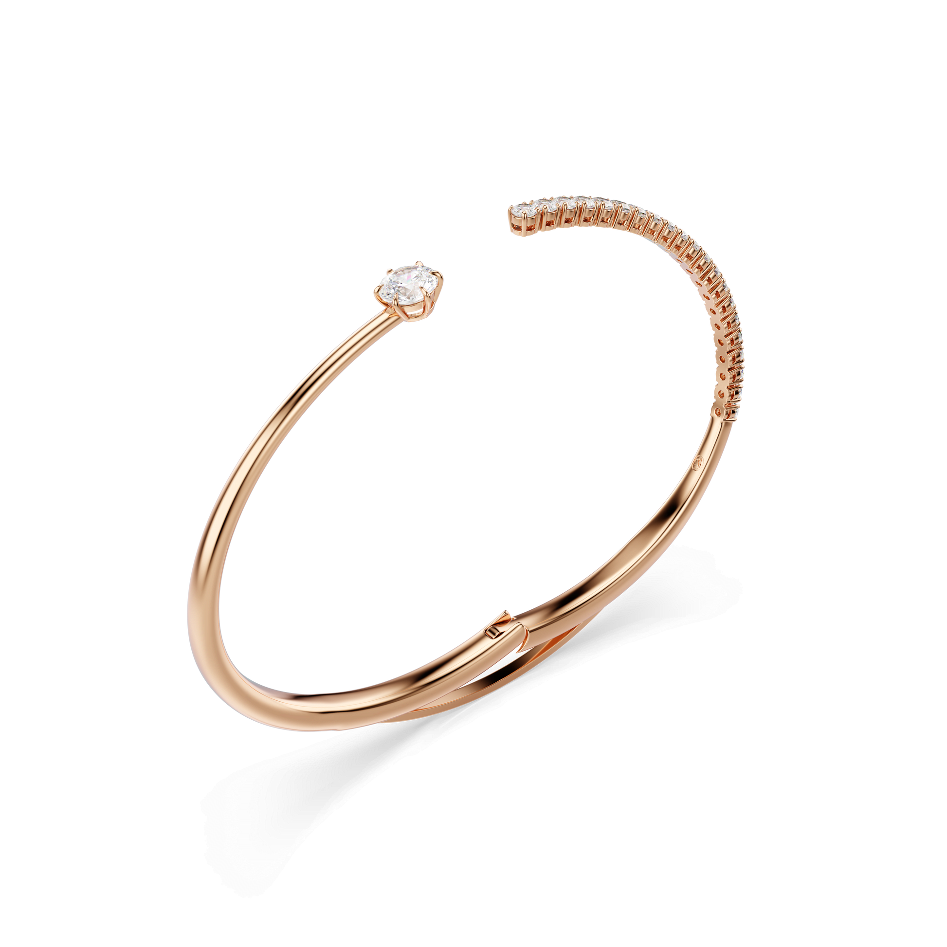 Matrix bangle, Round cut, White, 18K rose gold finish
