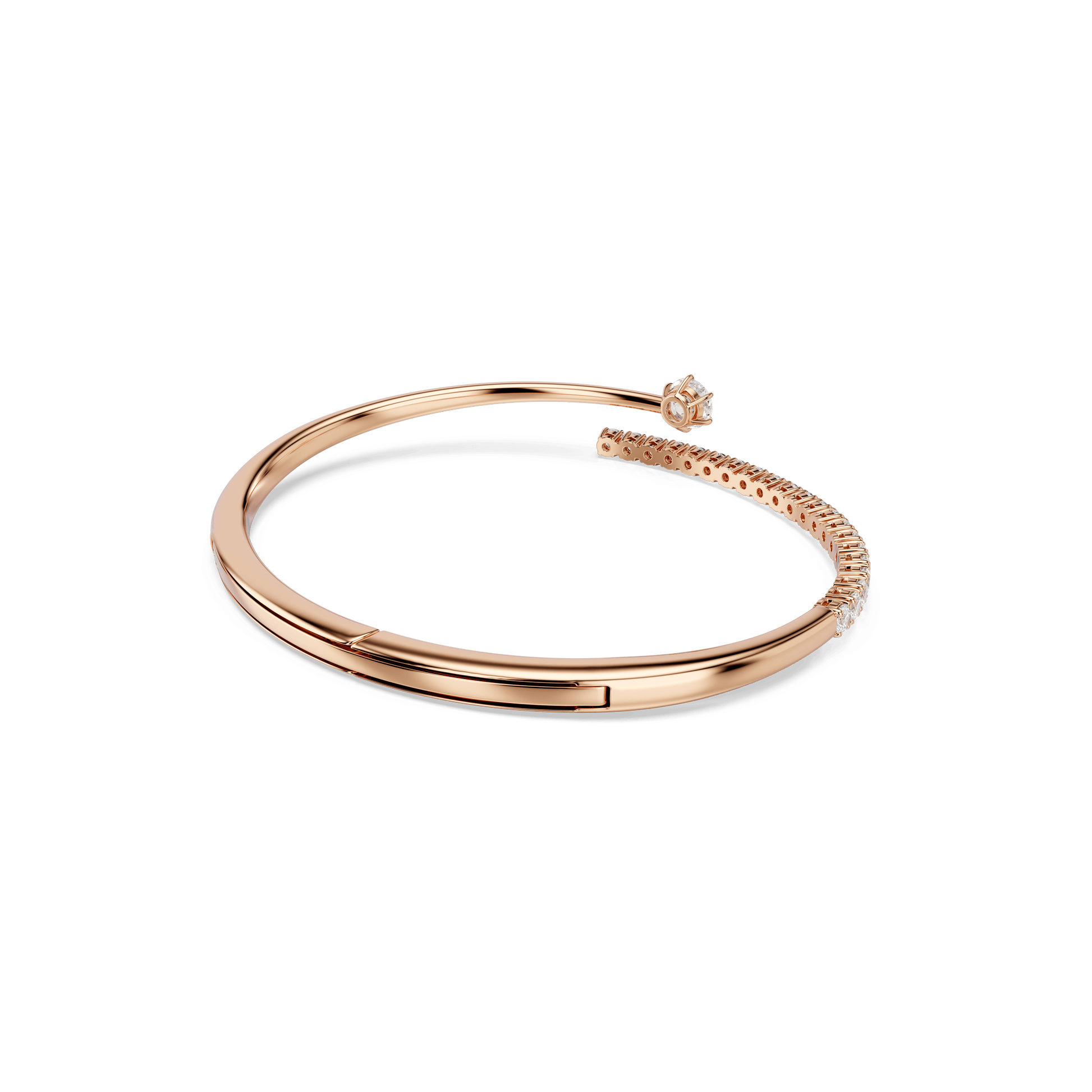 Matrix bangle, Round cut, White, 18K rose gold finish