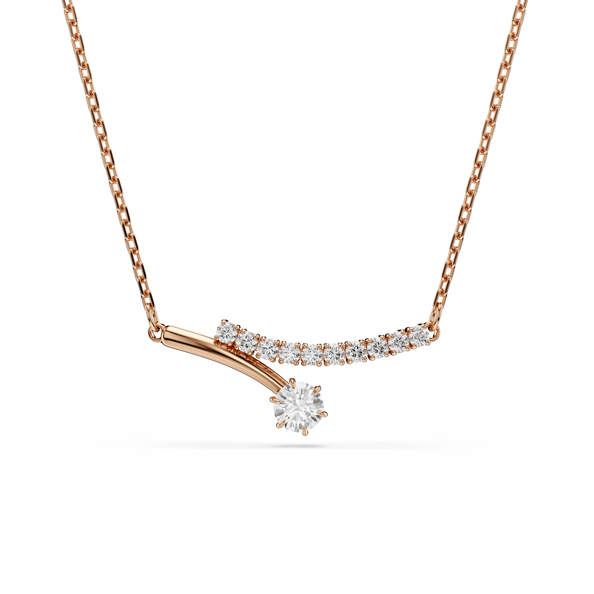 Matrix necklace, Round cut, White, 18K rose gold finish