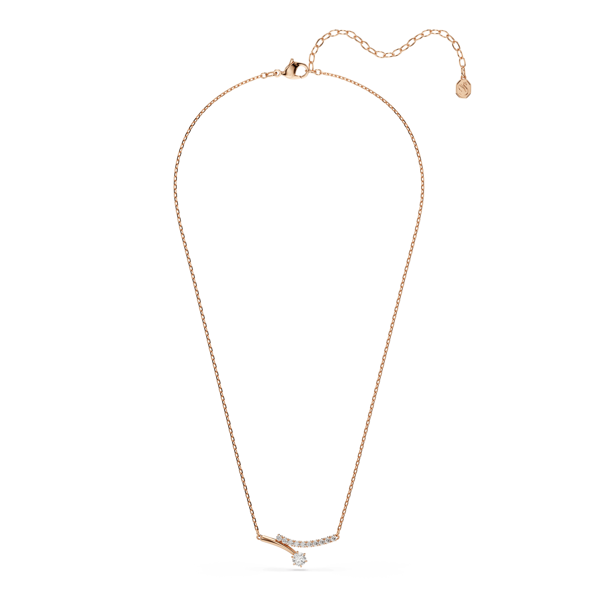 Matrix necklace, Round cut, White, 18K rose gold finish