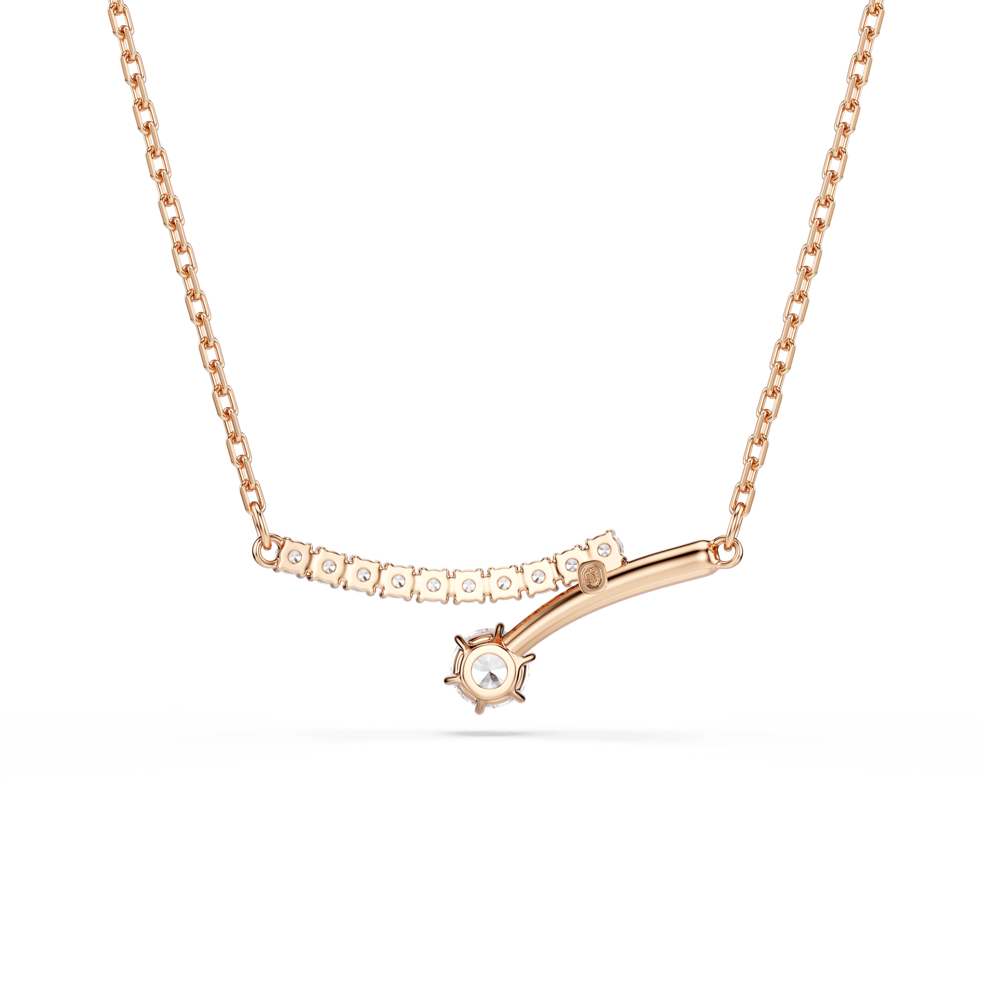Matrix necklace, Round cut, White, 18K rose gold finish