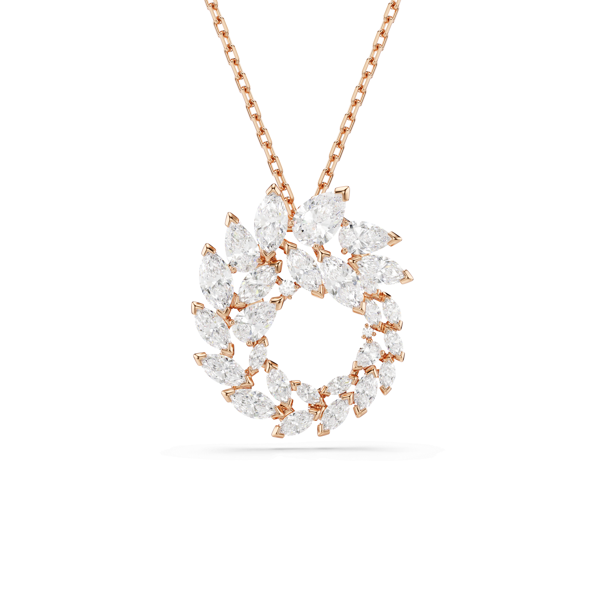 Mesmera pendant, Marquise cut, White, 18K rose gold finish