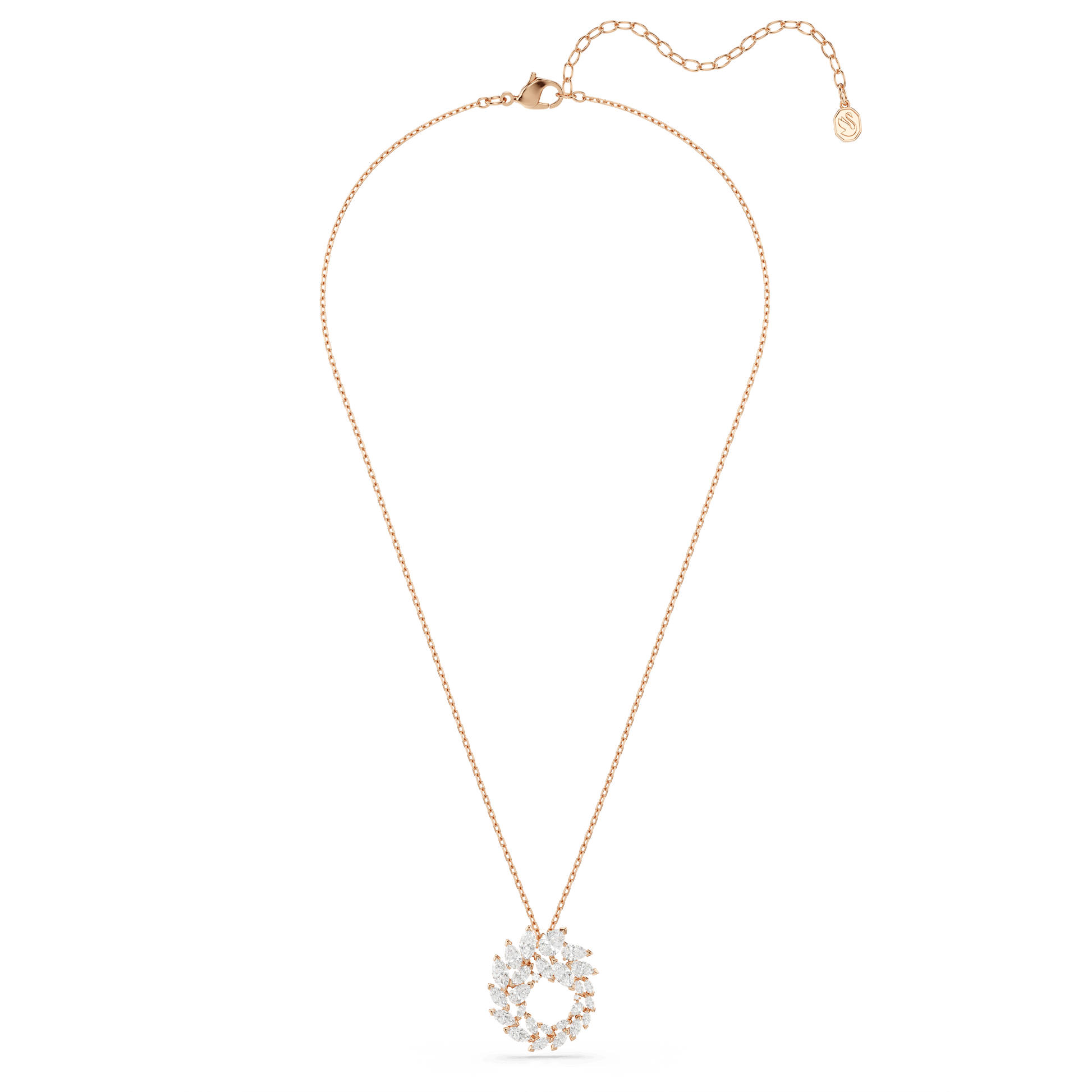 Mesmera pendant, Marquise cut, White, 18K rose gold finish