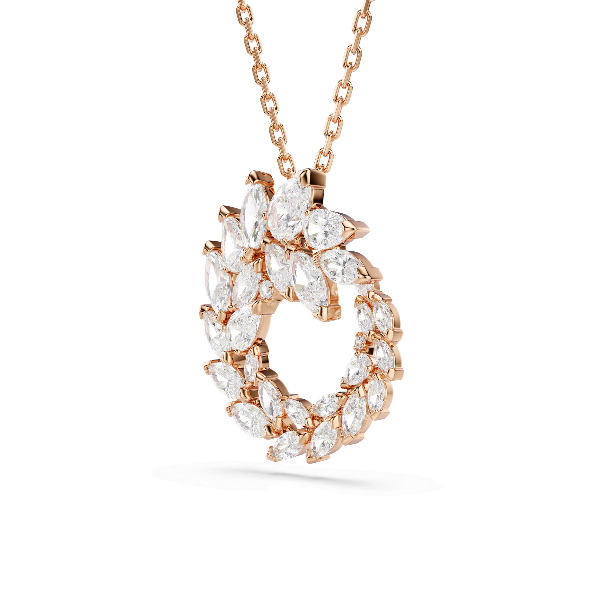 Mesmera pendant, Marquise cut, White, 18K rose gold finish