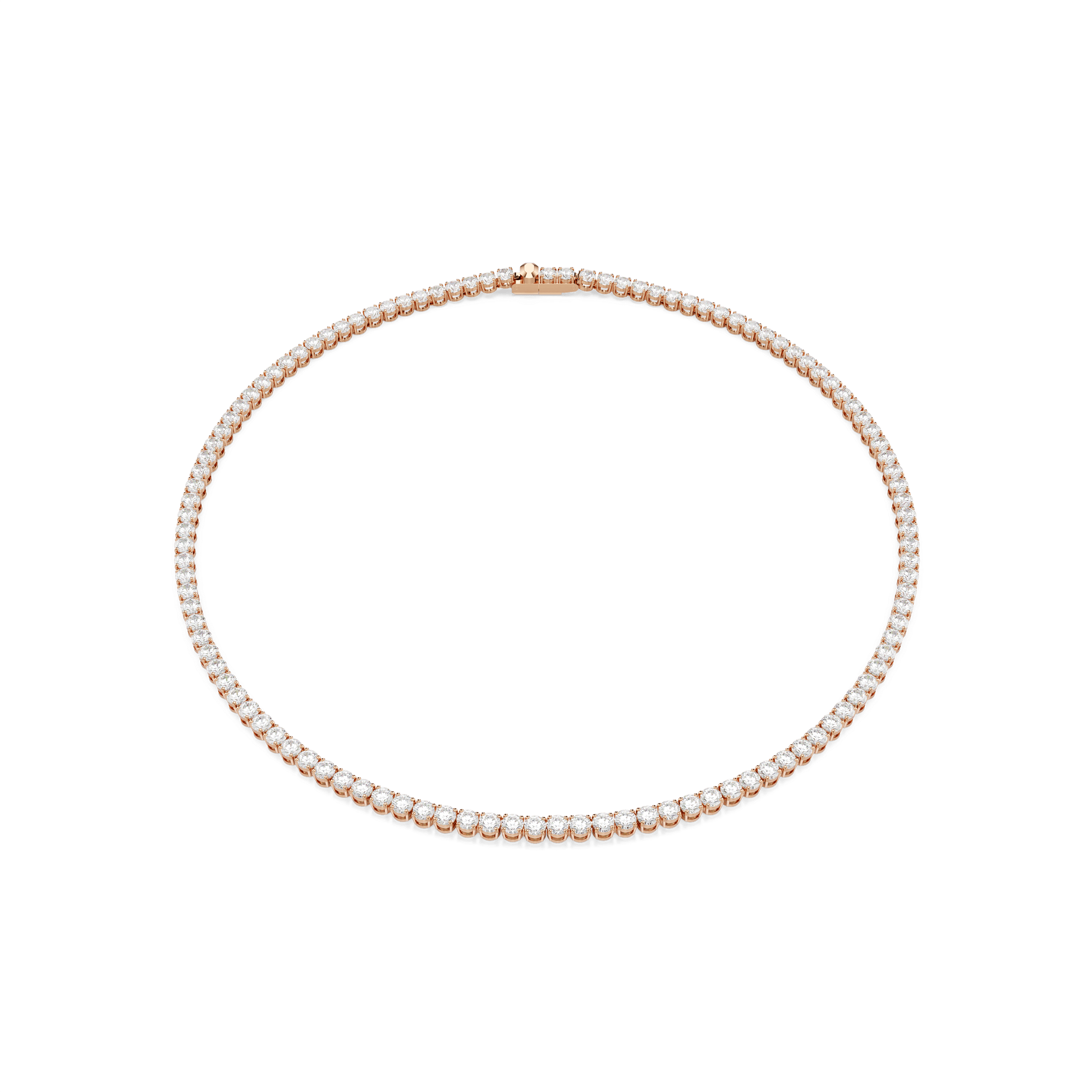 Matrix Tennis necklace, Round cut, White, 18K rose gold finish