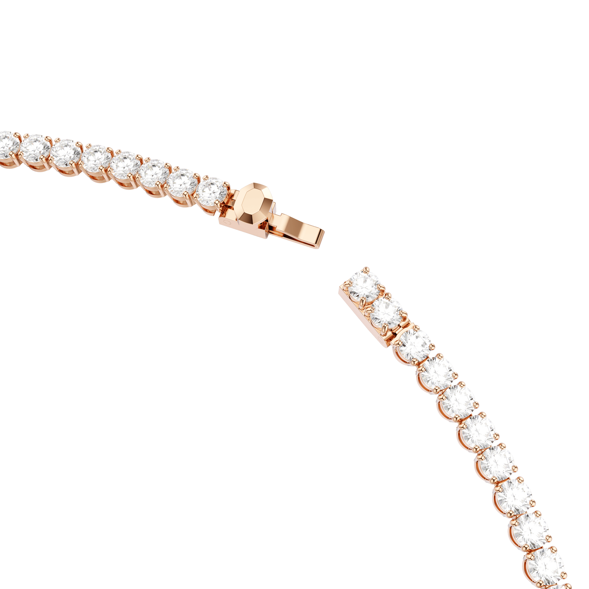 Matrix Tennis necklace, Round cut, White, 18K rose gold finish