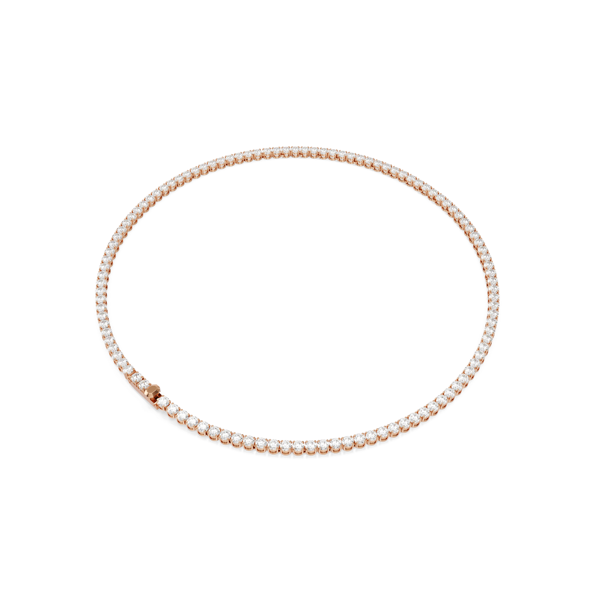 Matrix Tennis necklace, Round cut, White, 18K rose gold finish