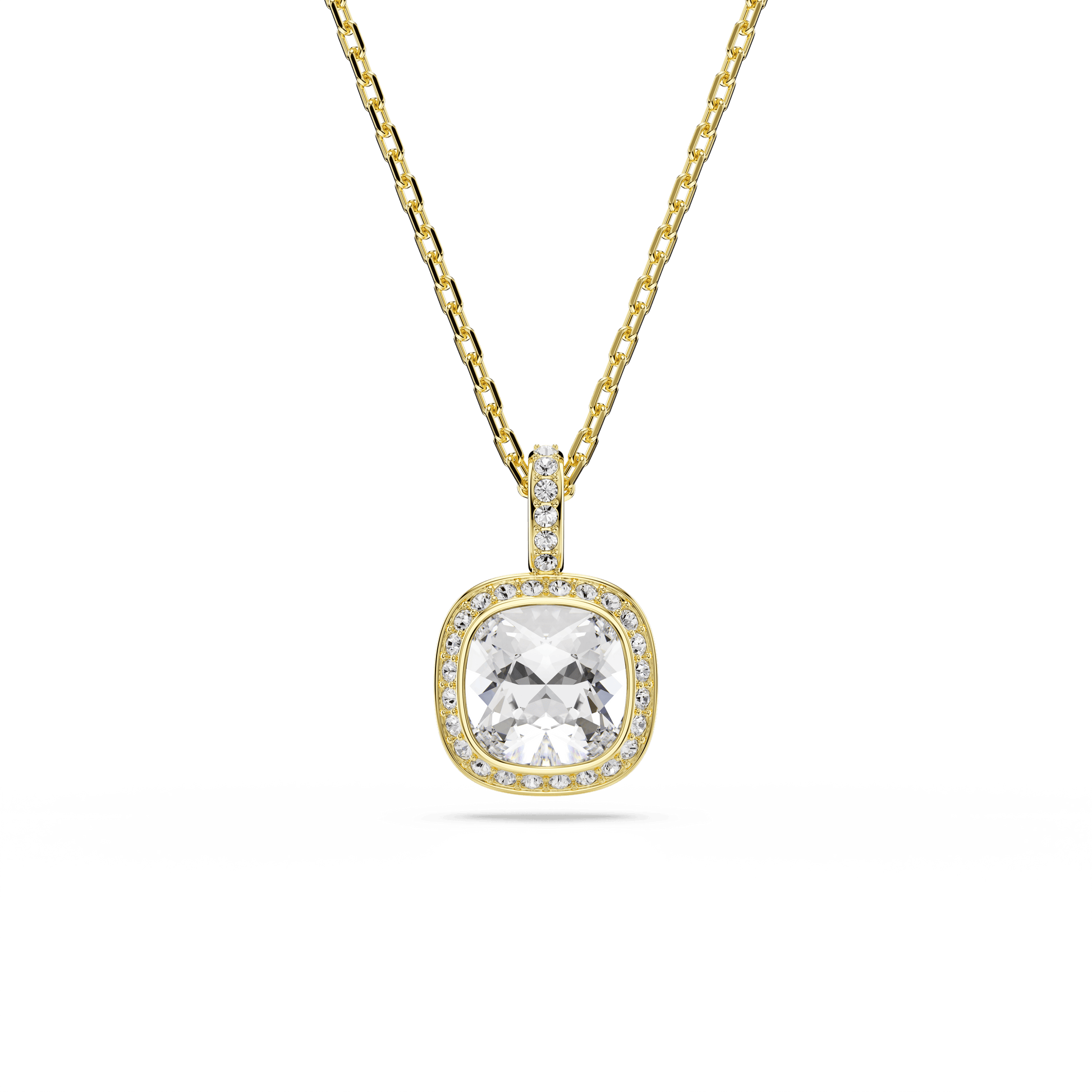 Una Angelic pendant, Cushion cut, White, 18K gold finish