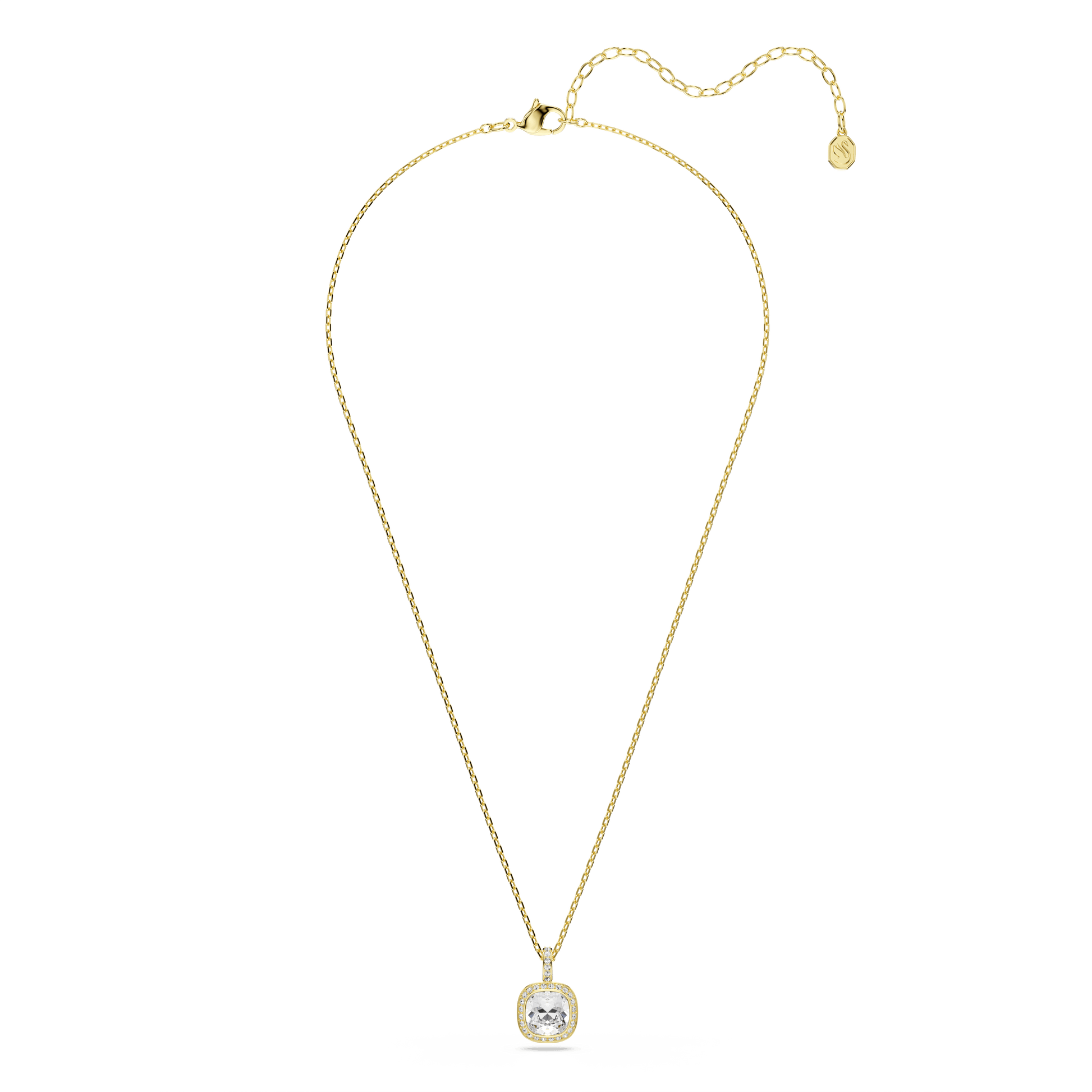 Una Angelic pendant, Cushion cut, White, 18K gold finish