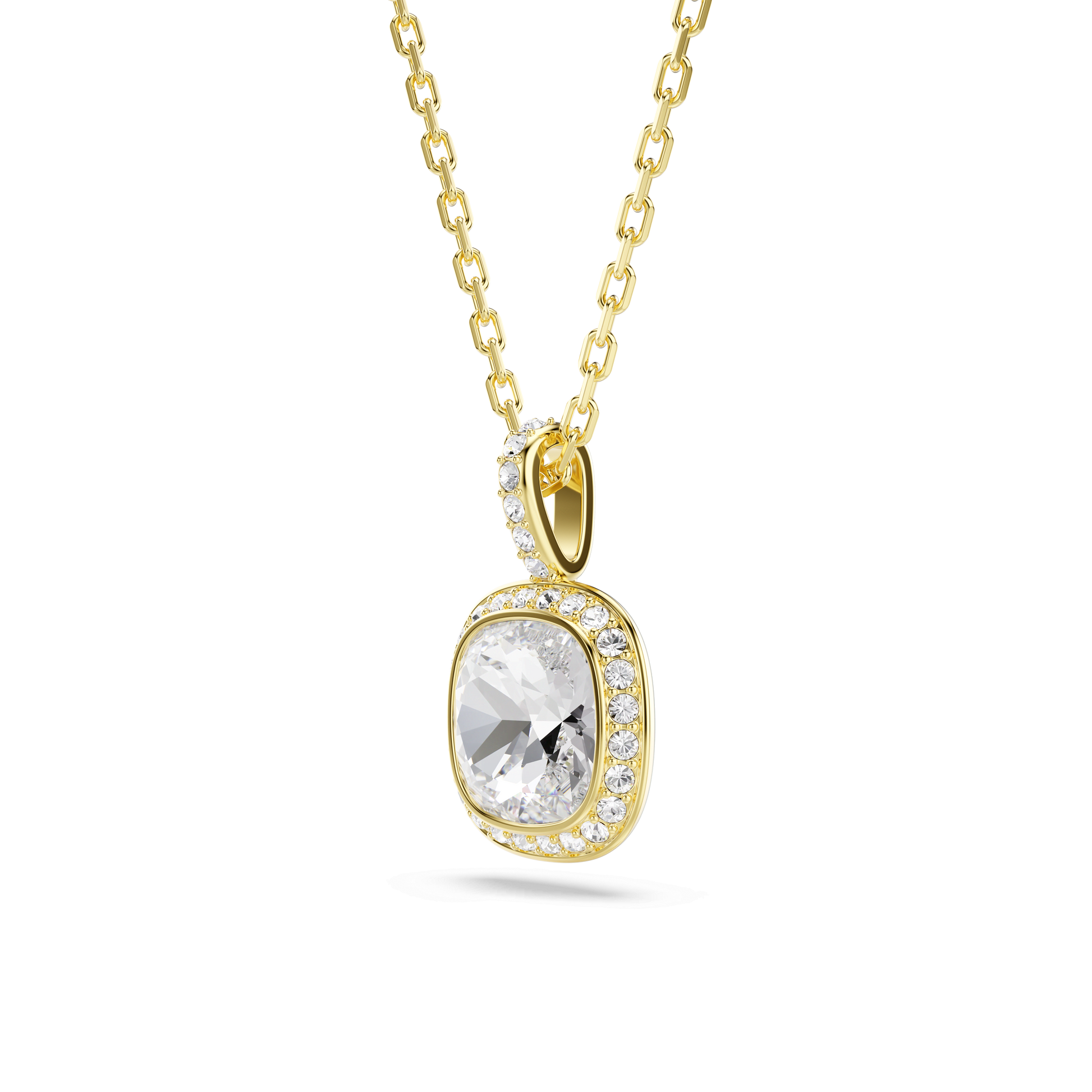 Una Angelic pendant, Cushion cut, White, 18K gold finish