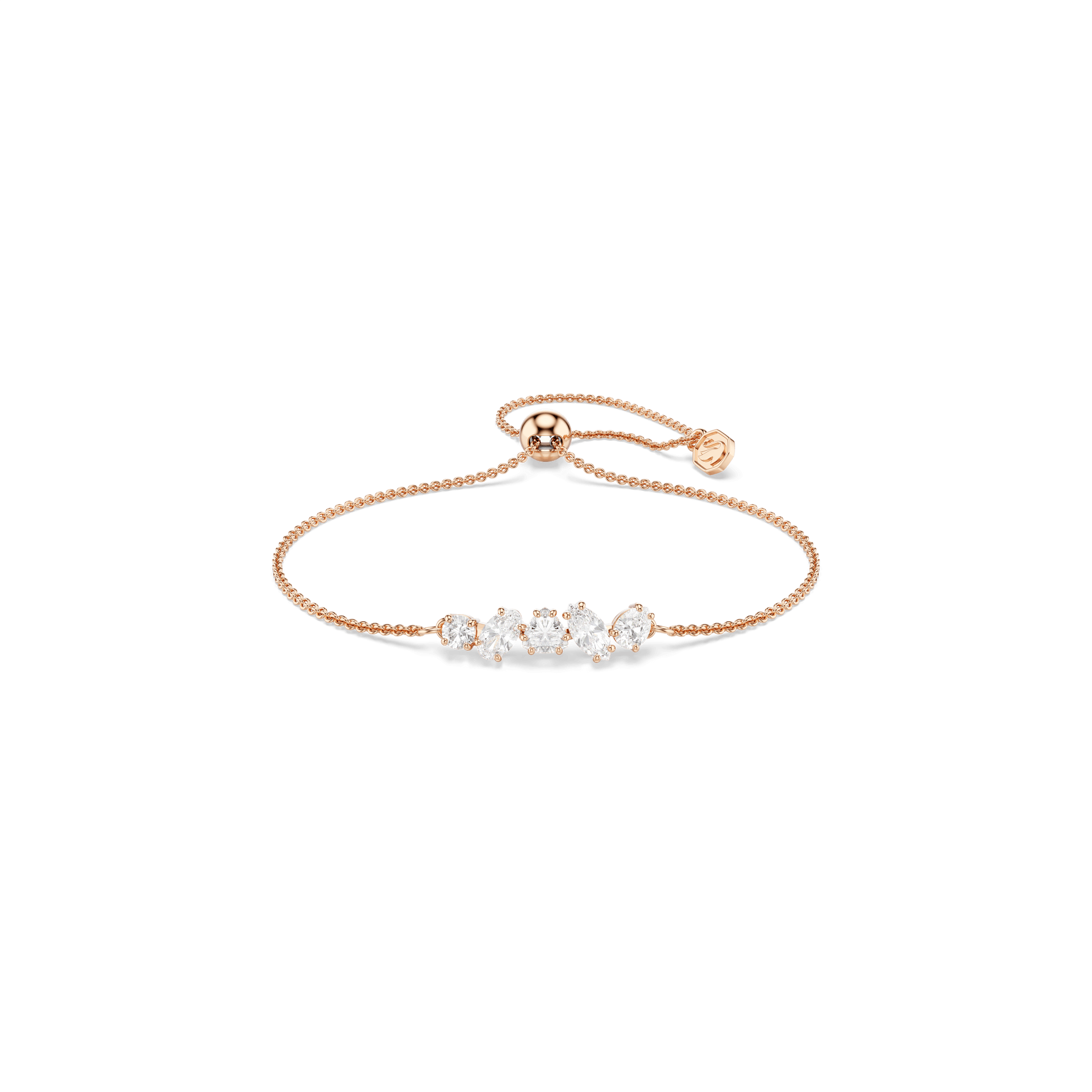 Mesmera bracelet, Mixed cuts, White, 18K rose gold finish