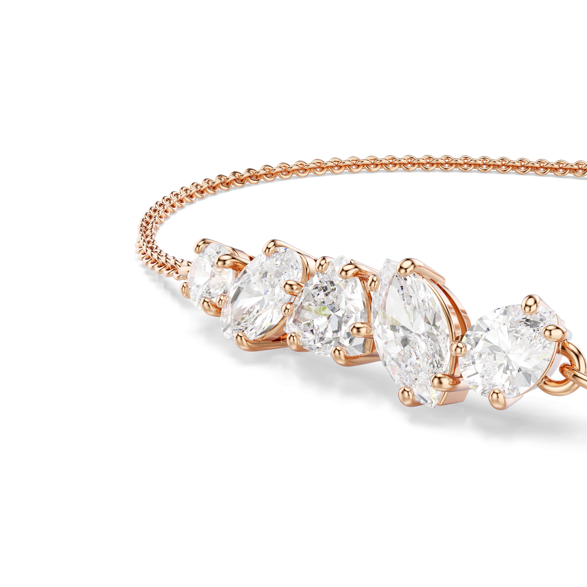 Mesmera bracelet, Mixed cuts, White, 18K rose gold finish