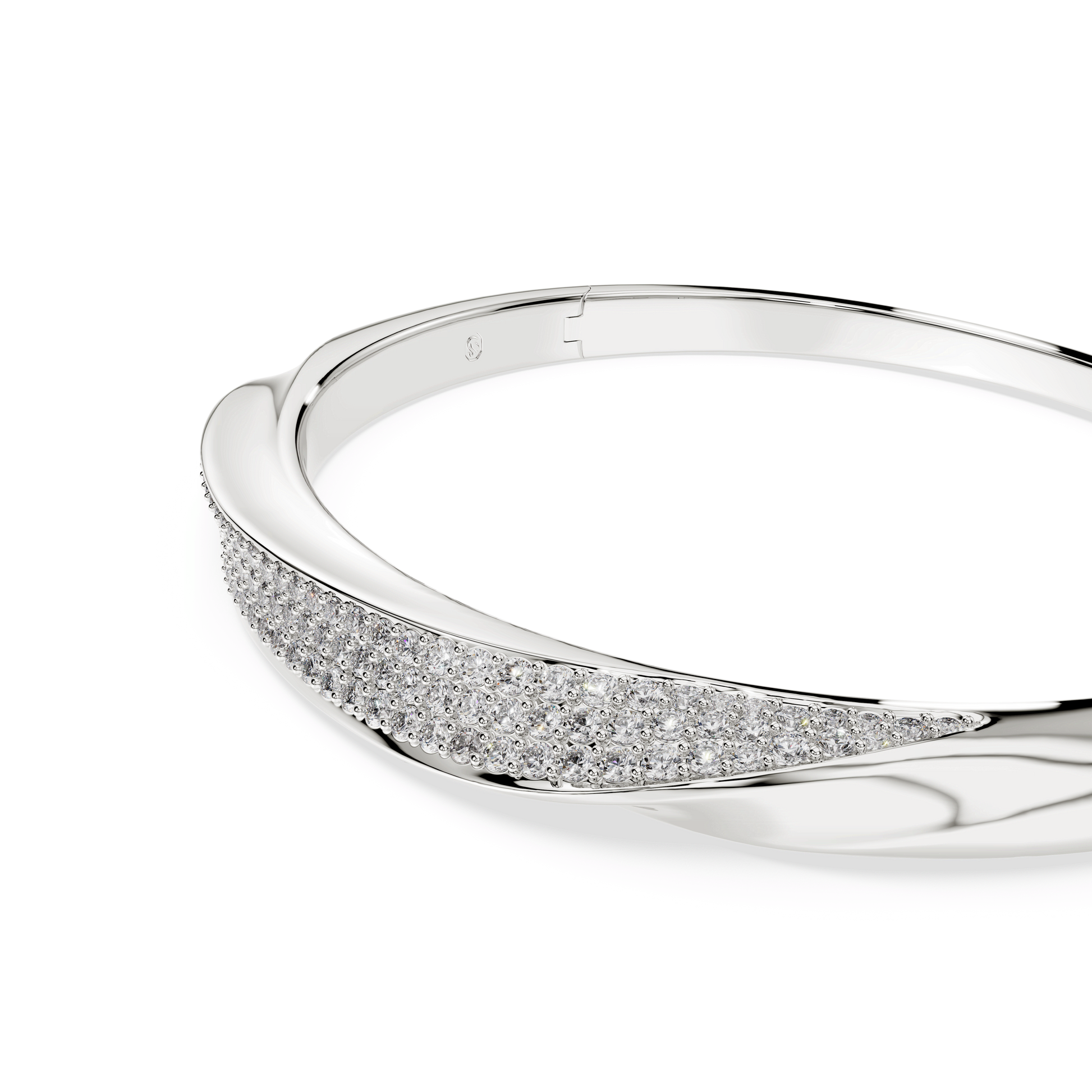 Swarovski Classica bangle, Round cut, White, Sterling silver