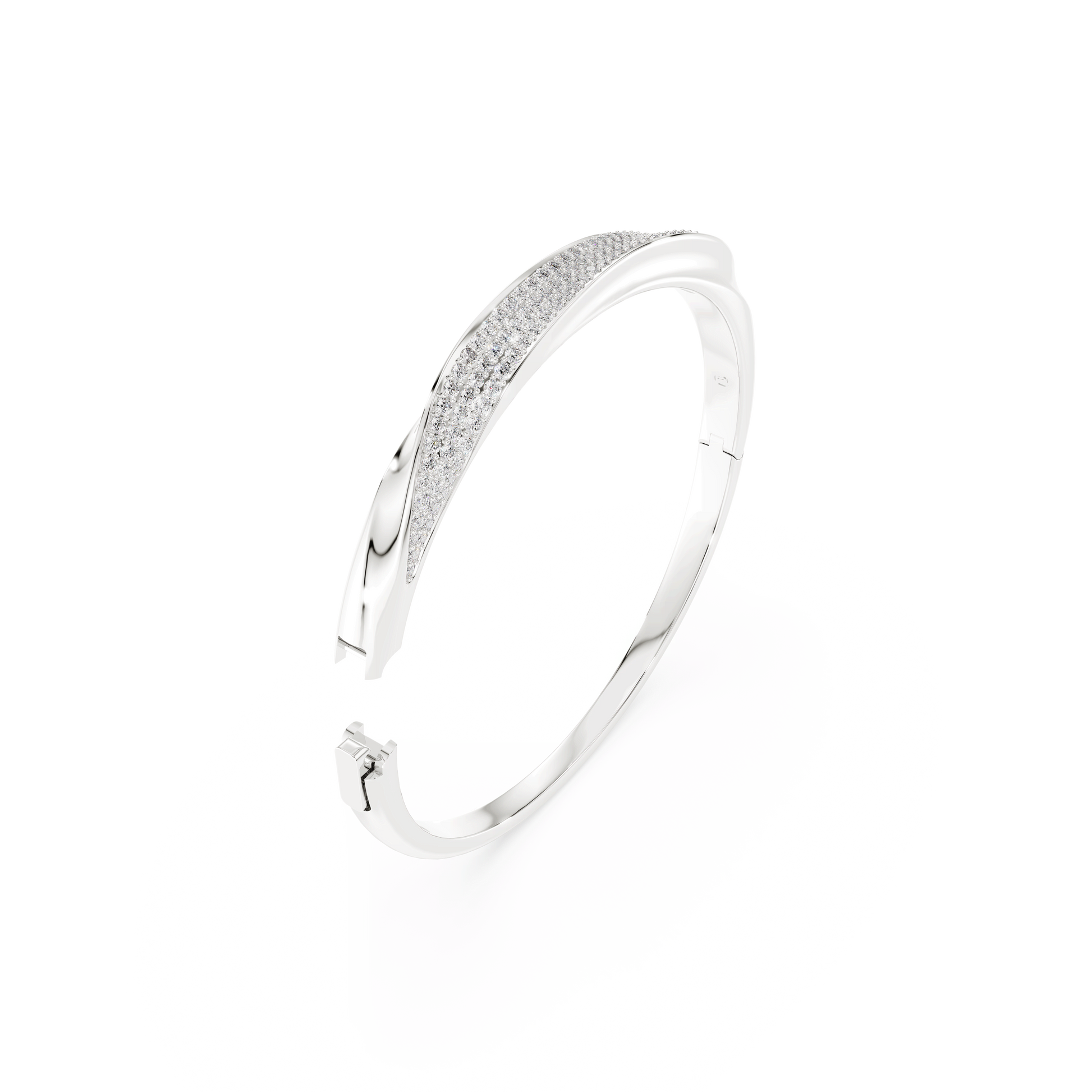 Swarovski Classica bangle, Round cut, White, Sterling silver