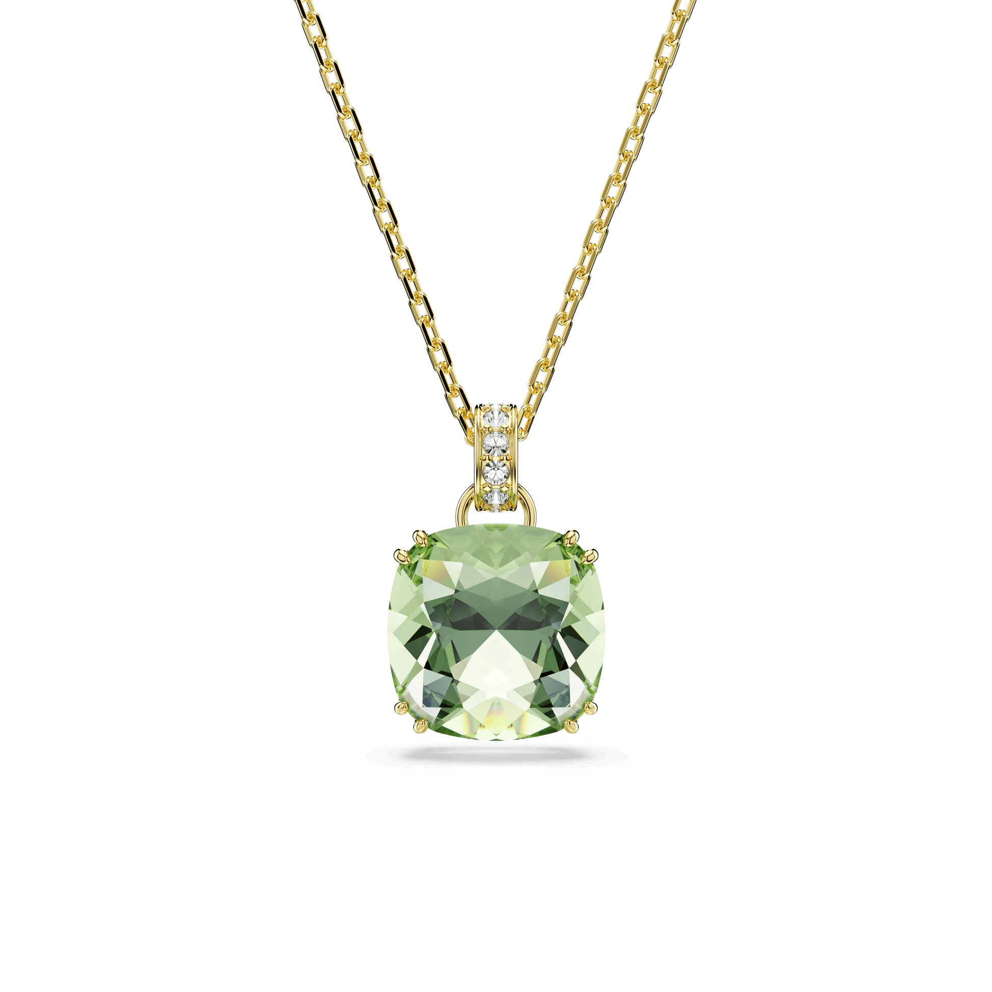 Millenia pendant, Cushion cut, Green, 18K gold finish