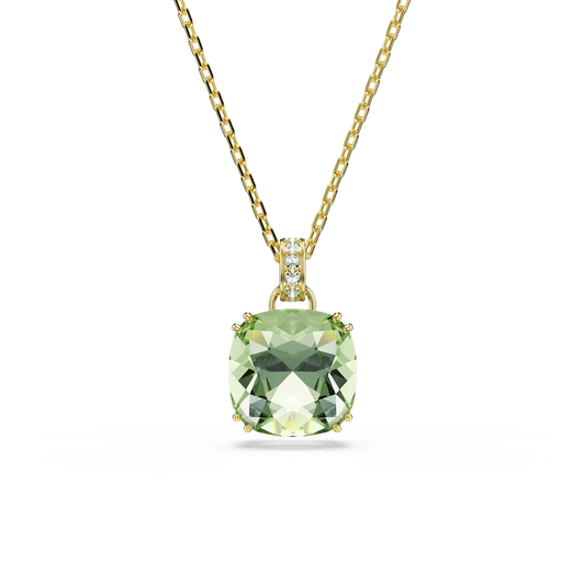 Millenia pendant, Cushion cut, Green, 18K gold finish