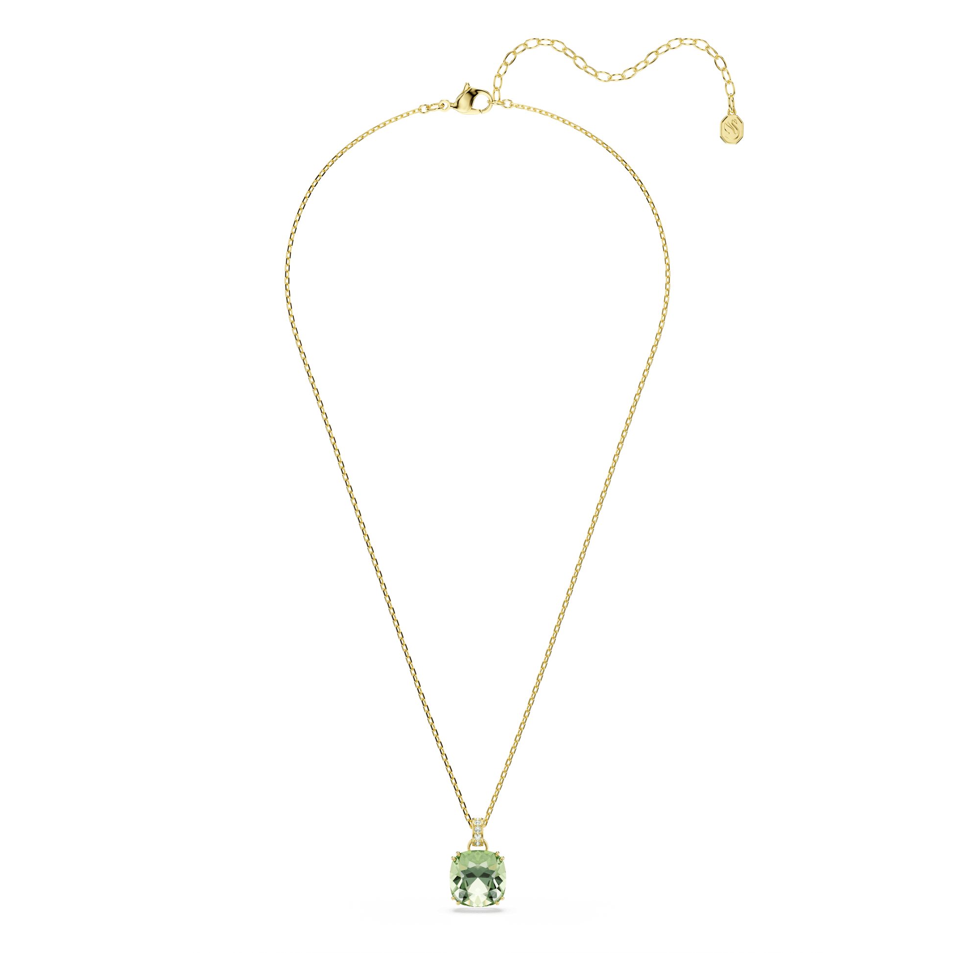 Millenia pendant, Cushion cut, Green, 18K gold finish