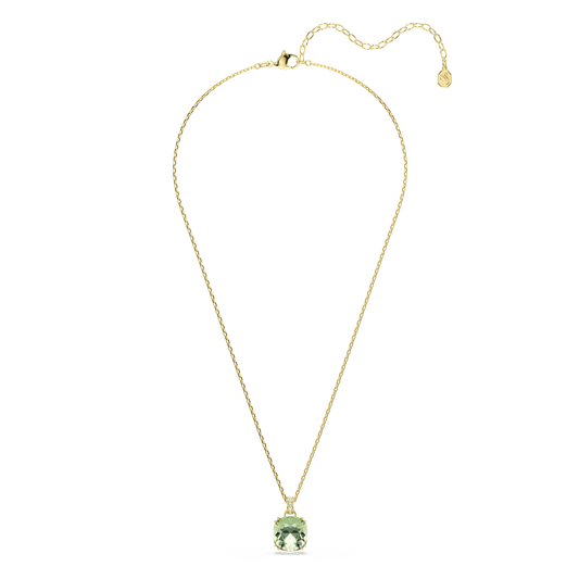 Millenia pendant, Cushion cut, Green, 18K gold finish