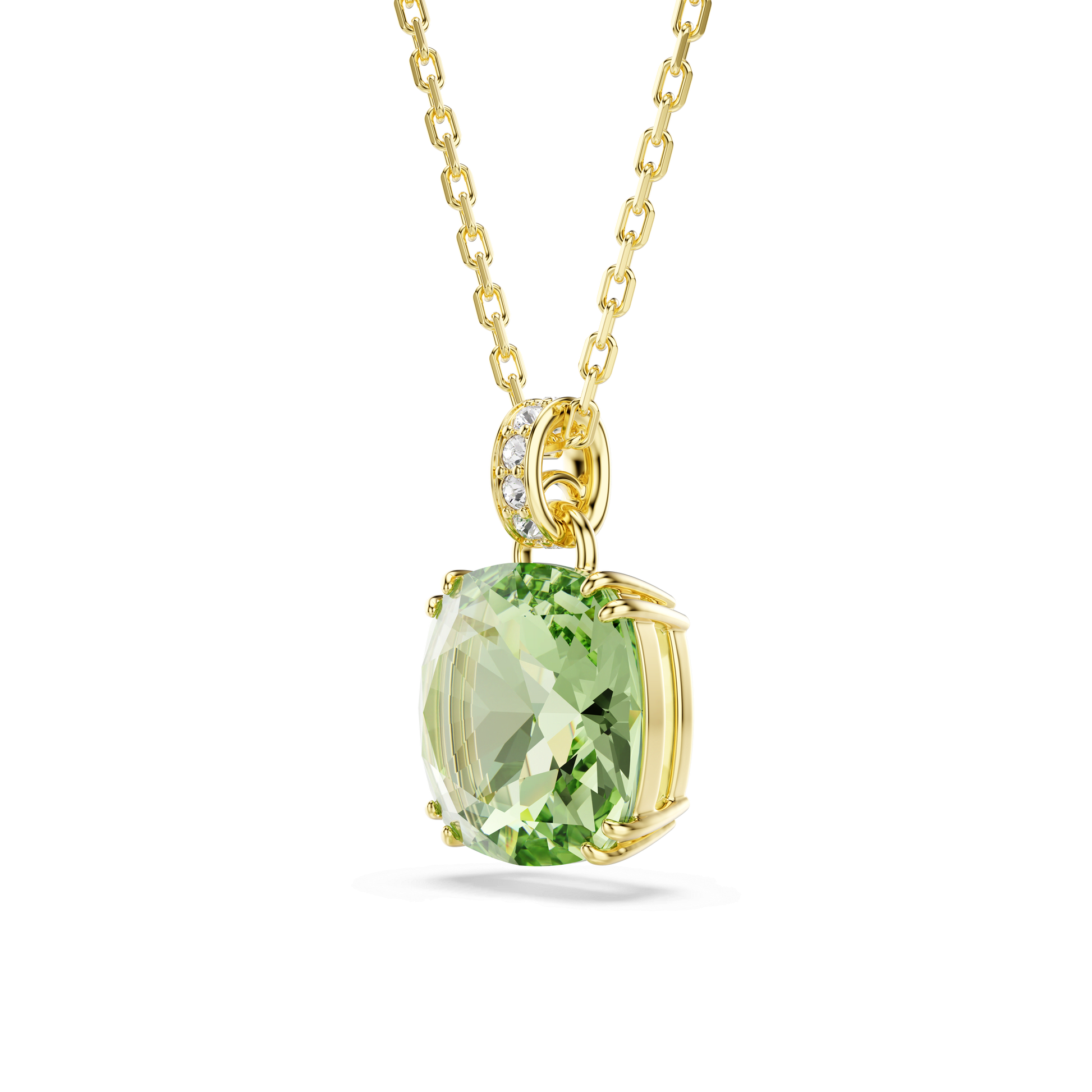 Millenia pendant, Cushion cut, Green, 18K gold finish