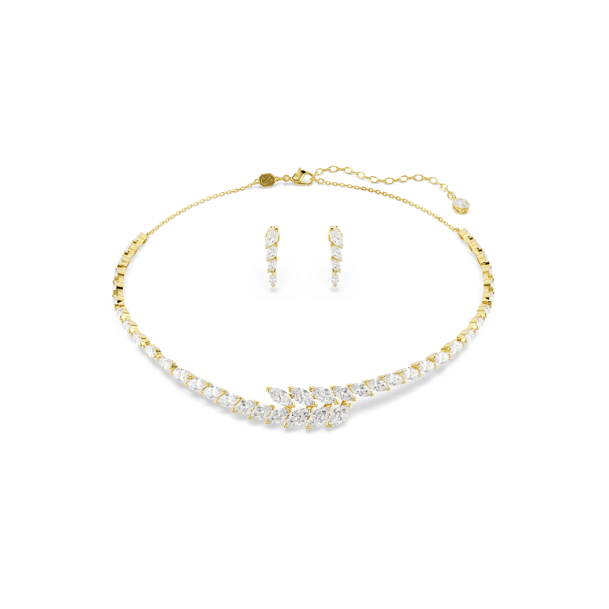 Mesmera set, Set (2), Marquise cut, White, 18K gold finish