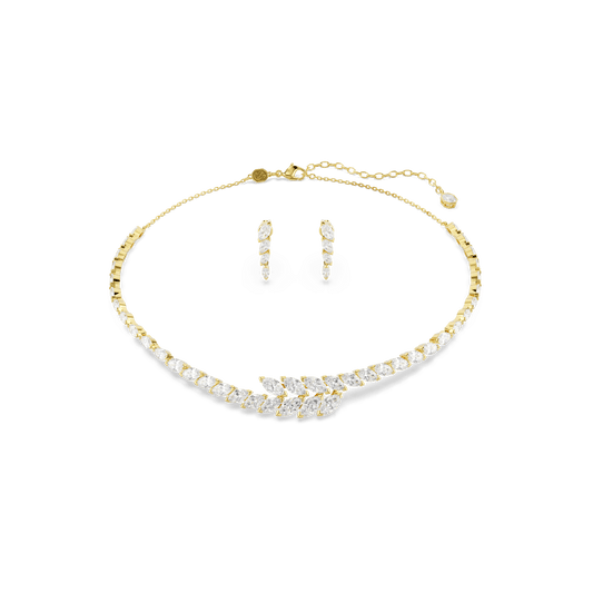Mesmera set, Set (2), Marquise cut, White, 18K gold finish