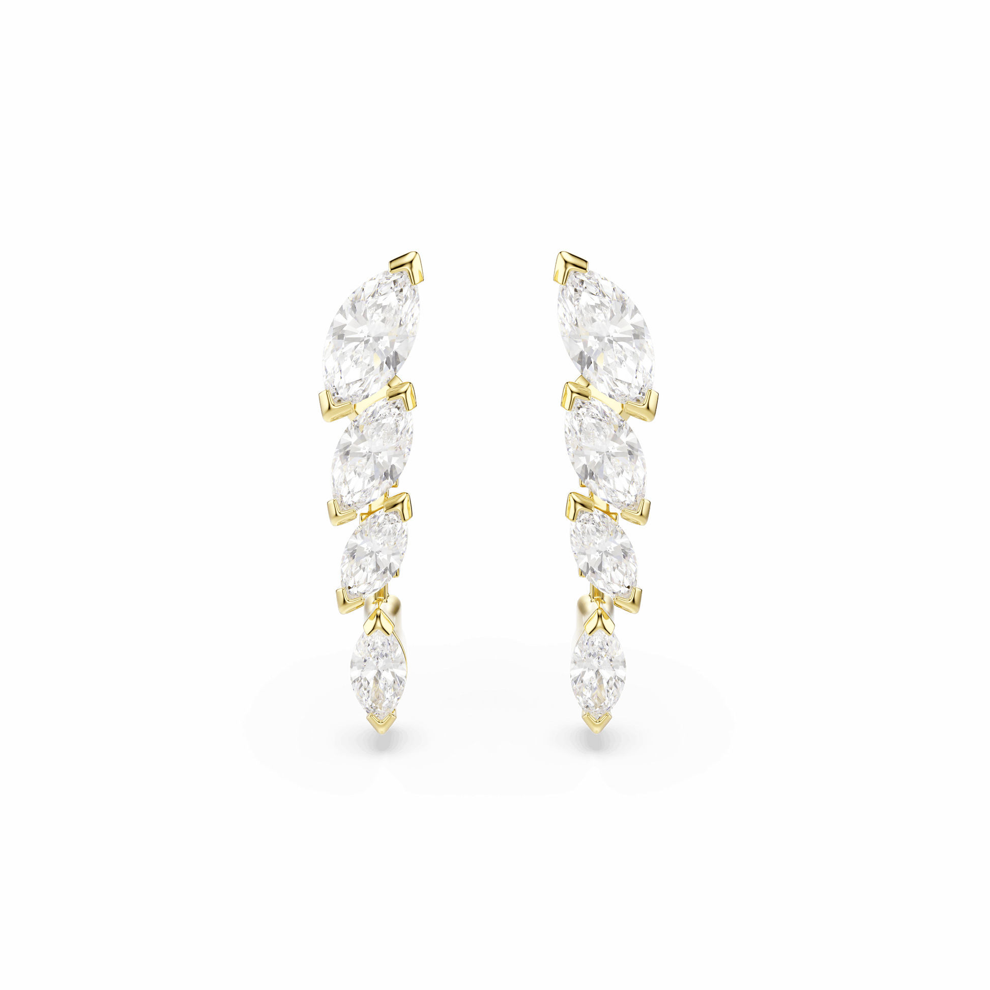 Mesmera set, Set (2), Marquise cut, White, 18K gold finish