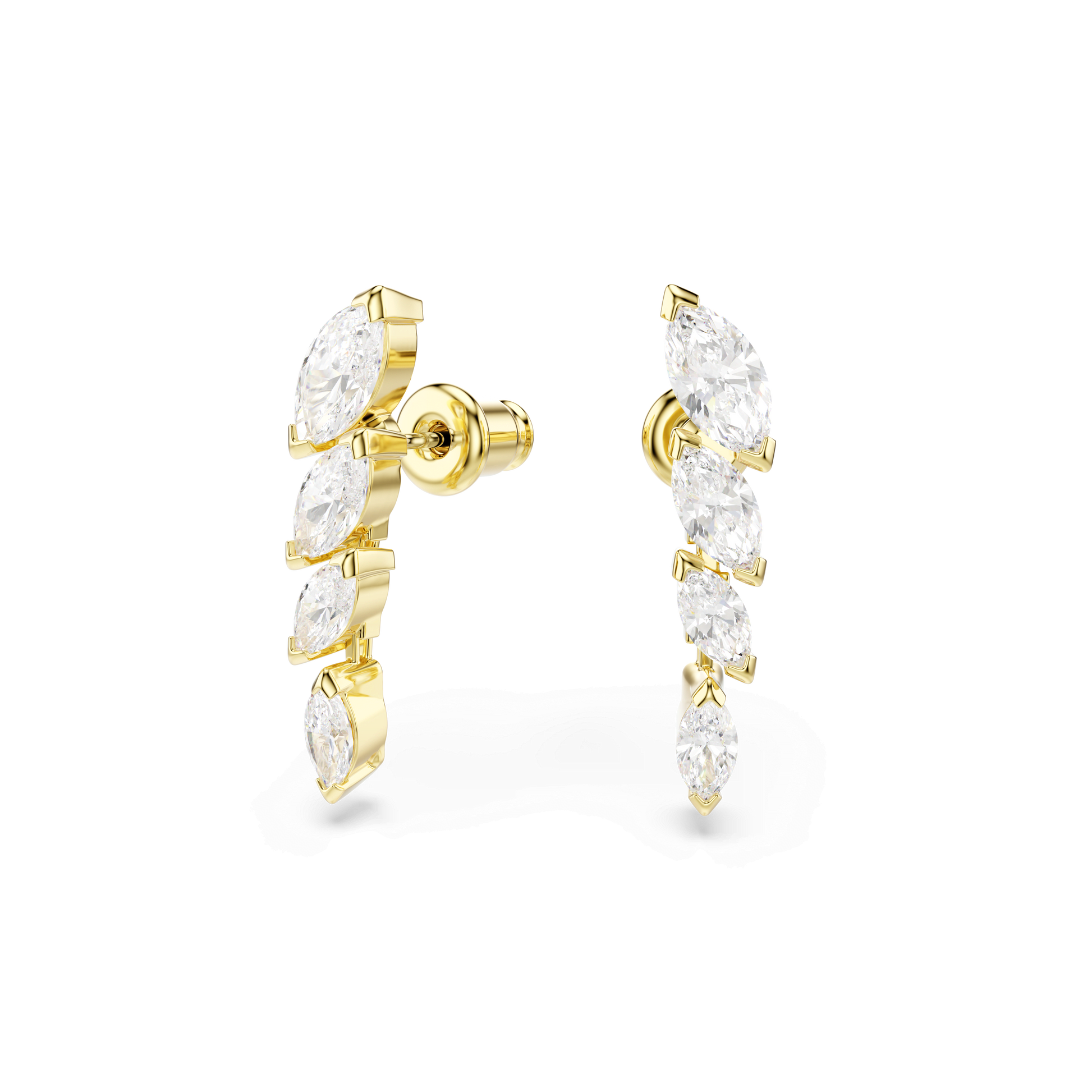 Mesmera set, Set (2), Marquise cut, White, 18K gold finish