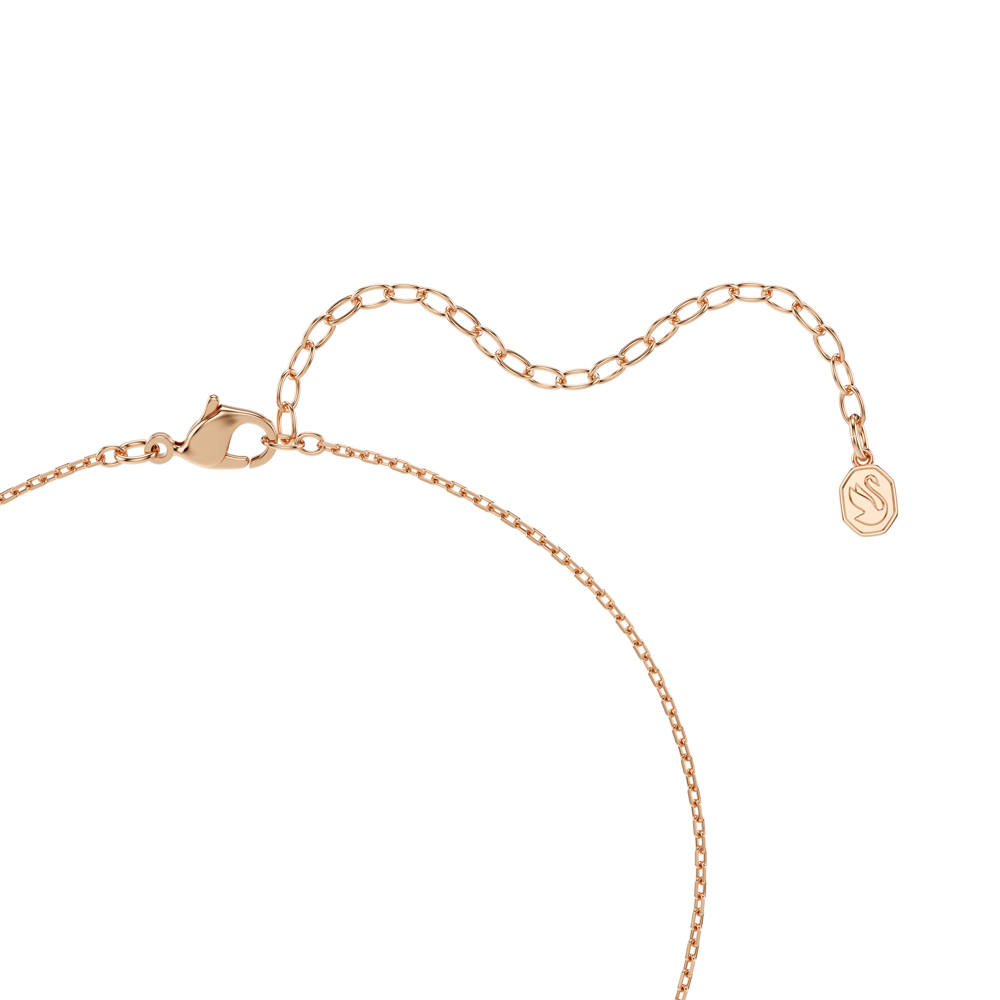 Swan pendant, Mixed cuts, Swan, Black, 18K rose gold finish