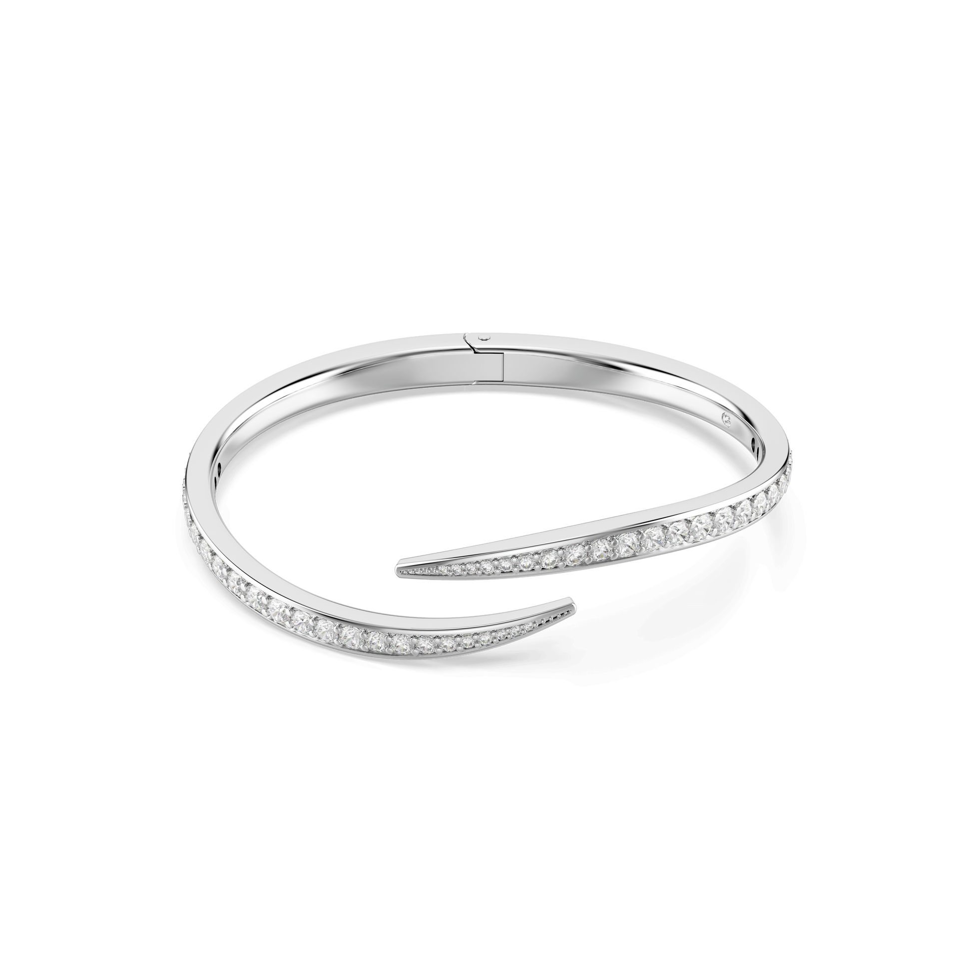 Vienna bangle, Round cut, Swan, White, Rhodium plated
