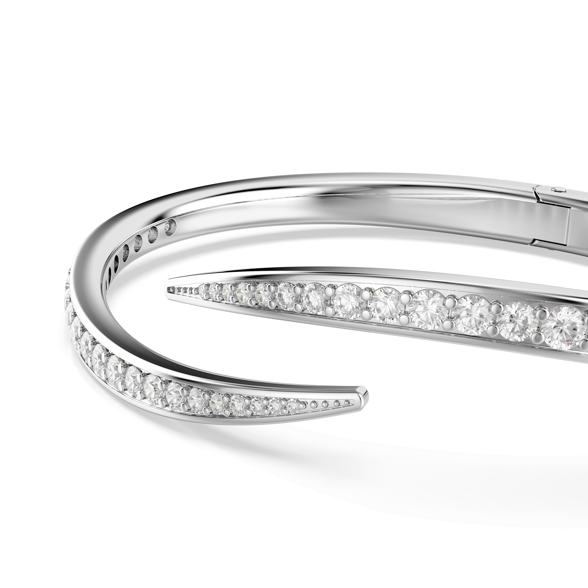 Vienna bangle, Round cut, Swan, White, Rhodium plated