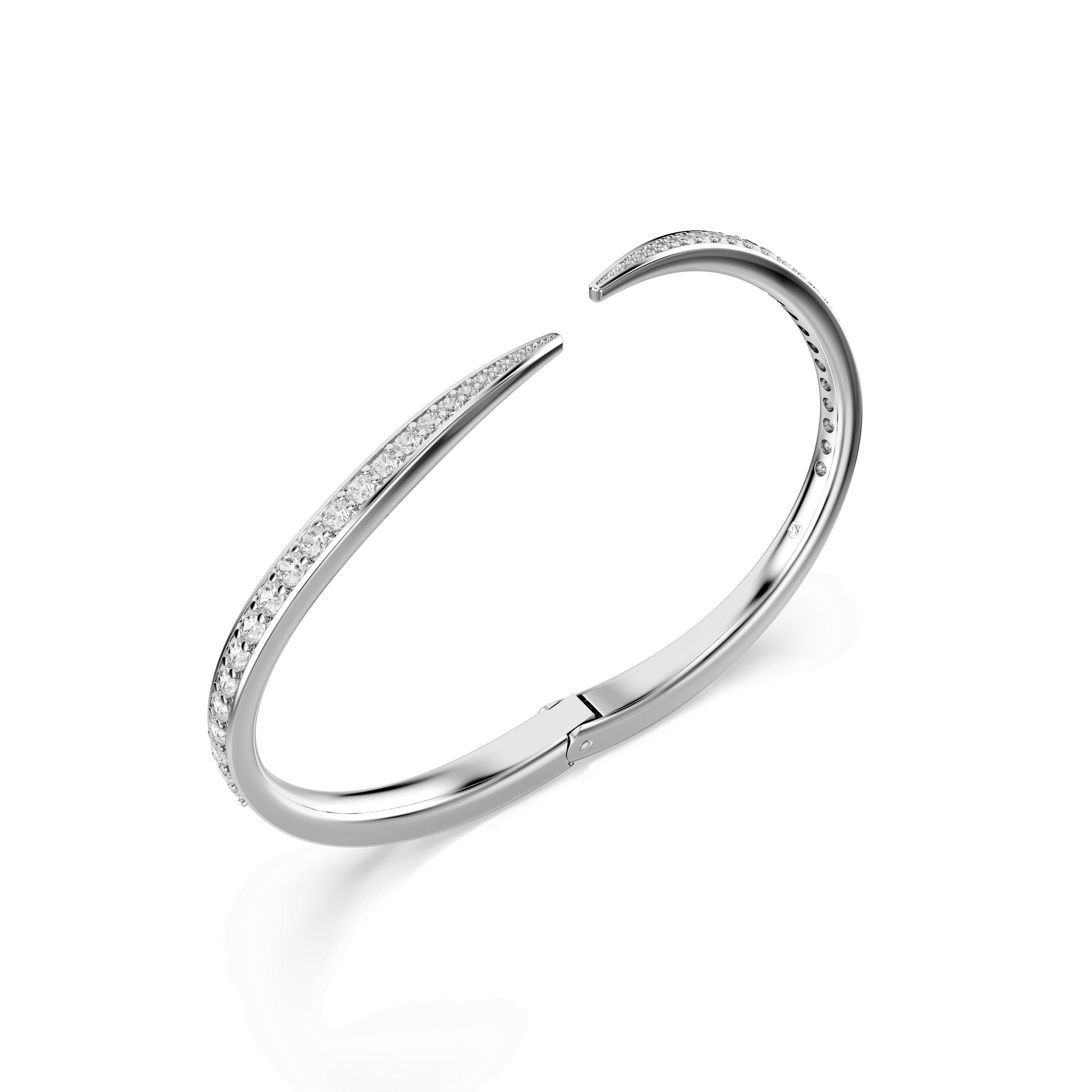 Vienna bangle, Round cut, Swan, White, Rhodium plated