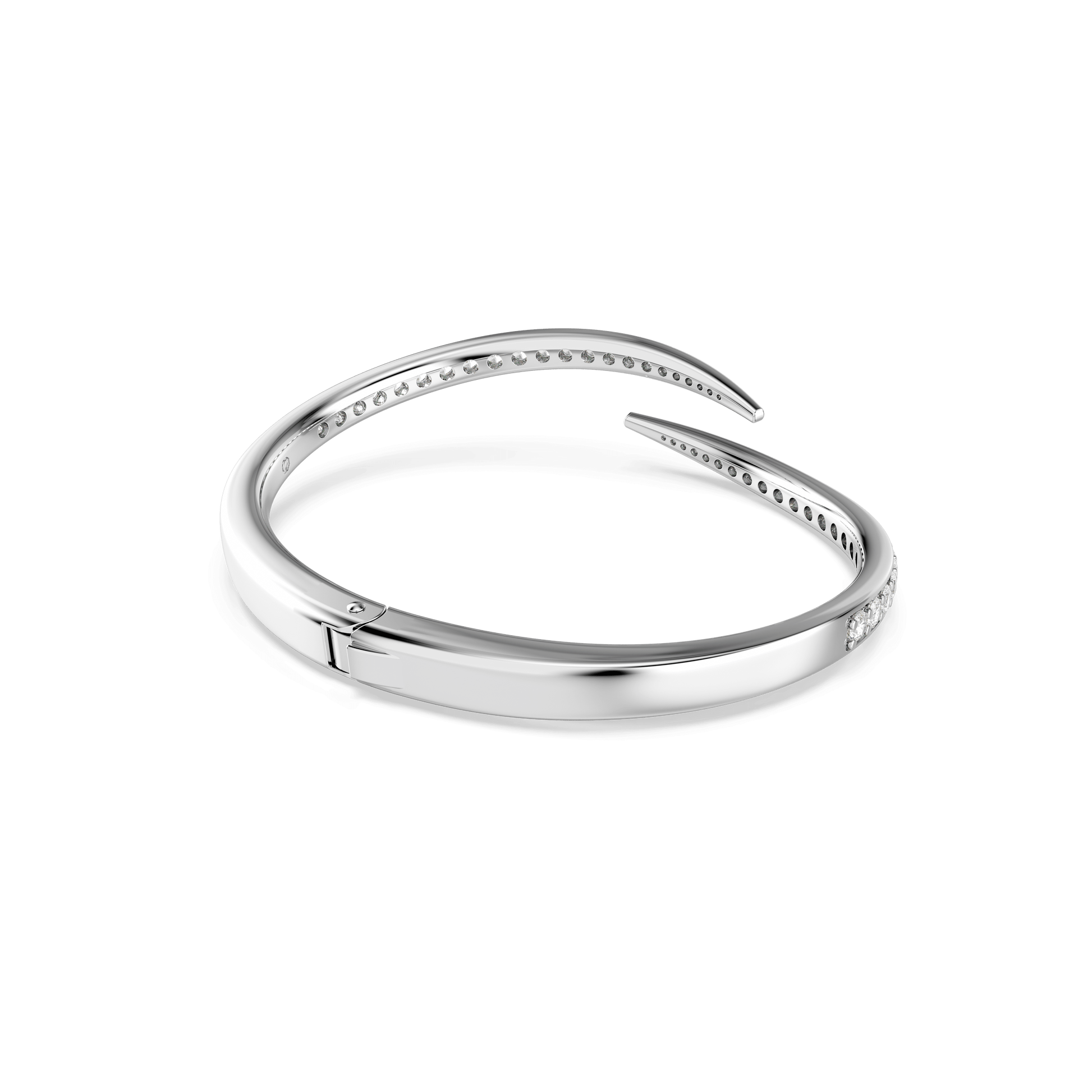 Vienna bangle, Round cut, Swan, White, Rhodium plated