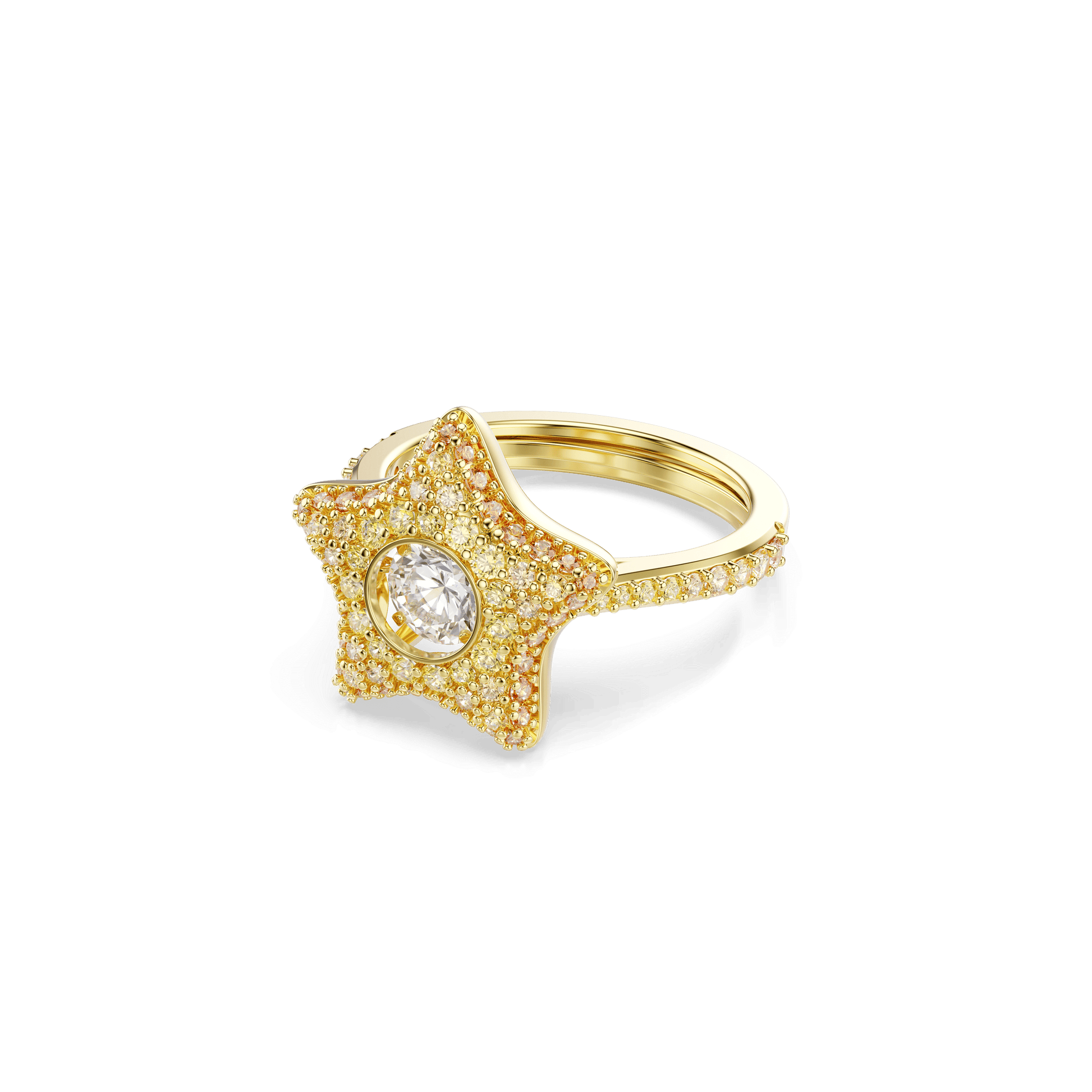 Sublima ring, Round cut, Star, Multicolored, 18K gold finish