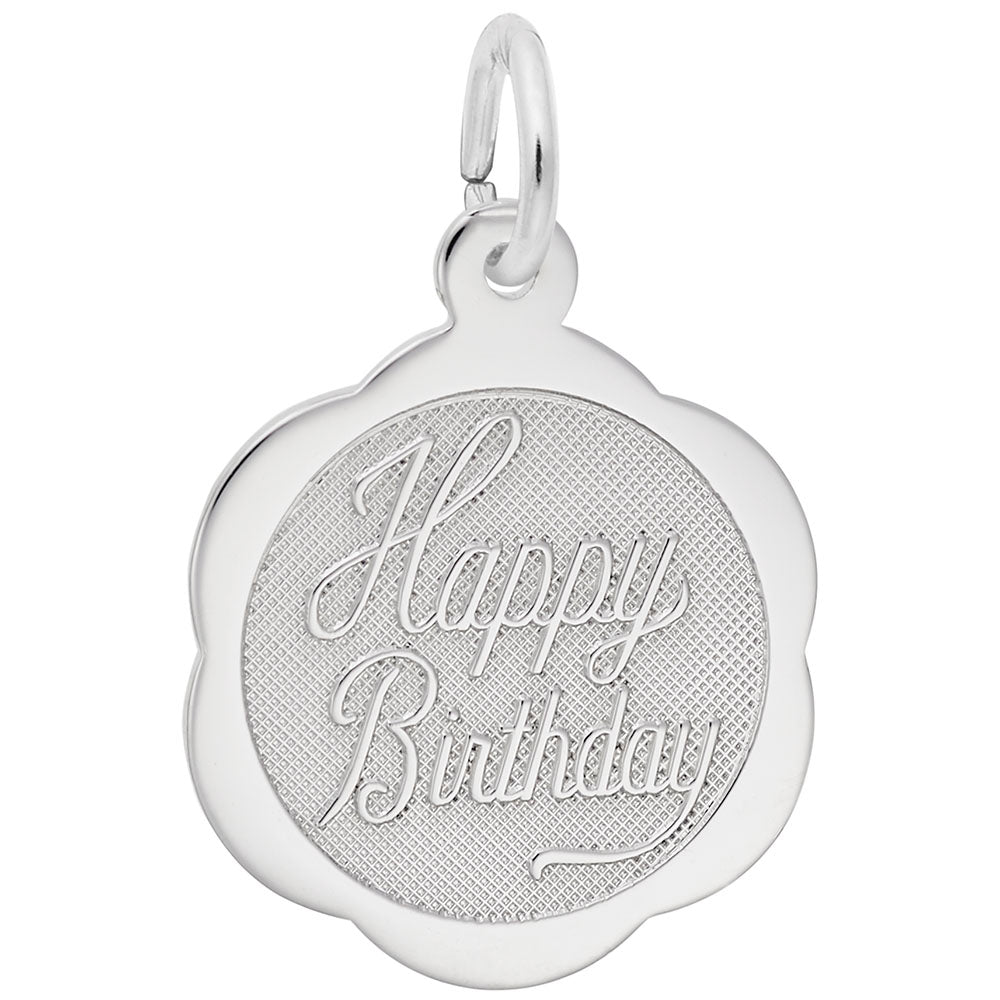 Happy Birthday Scalloped Disc Charm for Special Occasions 5792