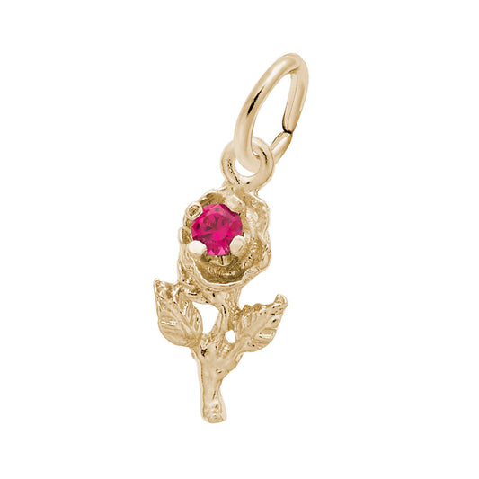Rose Charm with Stone Accent for Valentine's Day Gifts 5797
