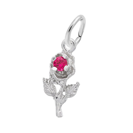 Rose Charm with Stone Accent for Valentine's Day Gifts 5797