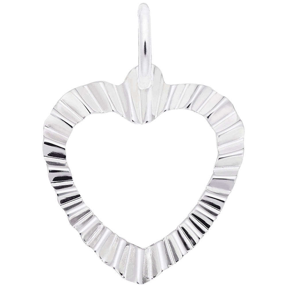 Ruffled Heart Charm - Elegant Silhouette Disc for Jewelry Design 6021